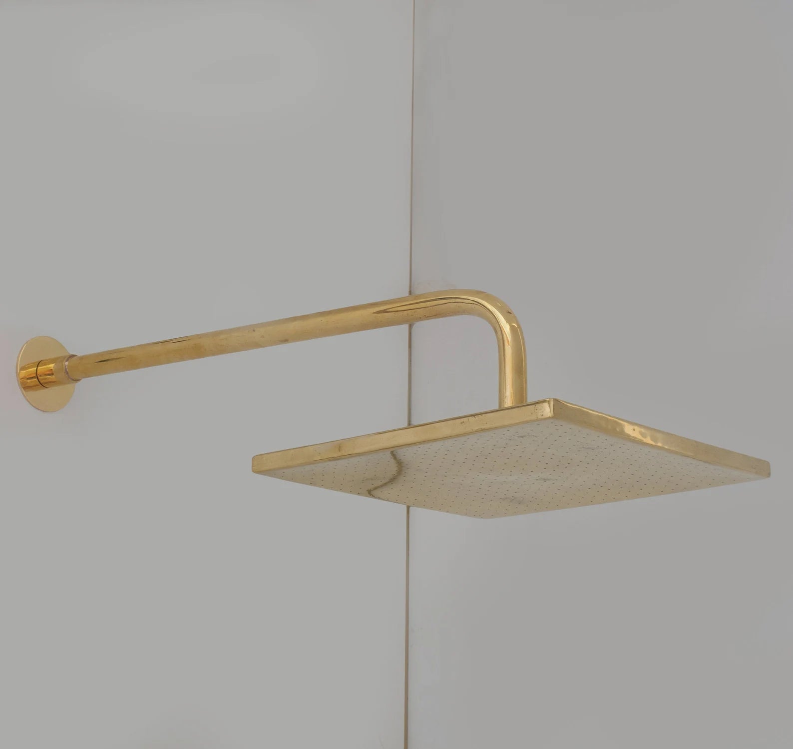 Unlacquered Brass Shower Head, Square Rain Showerhead, Outdoor Indoor Shower