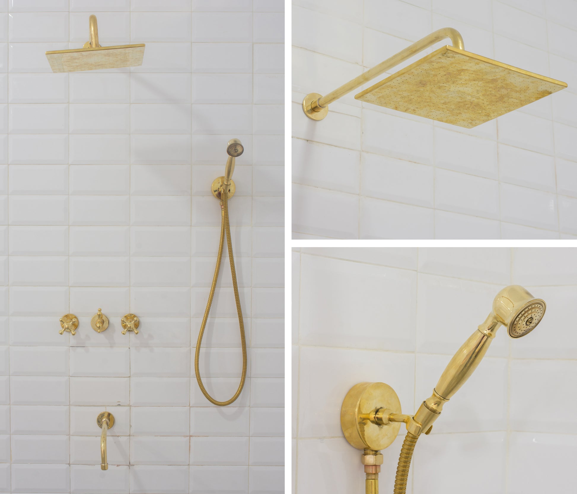 Unlacquered Brass Shower | Rain Shower Set | 3 Options