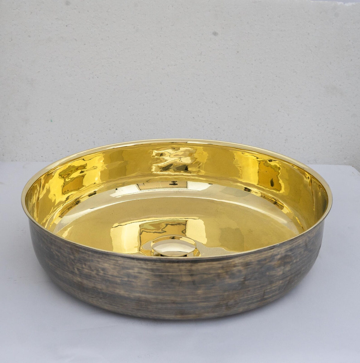 Unlacquered Brass Round Vessel Sink, Top Mount Bathroom Bronze Basin