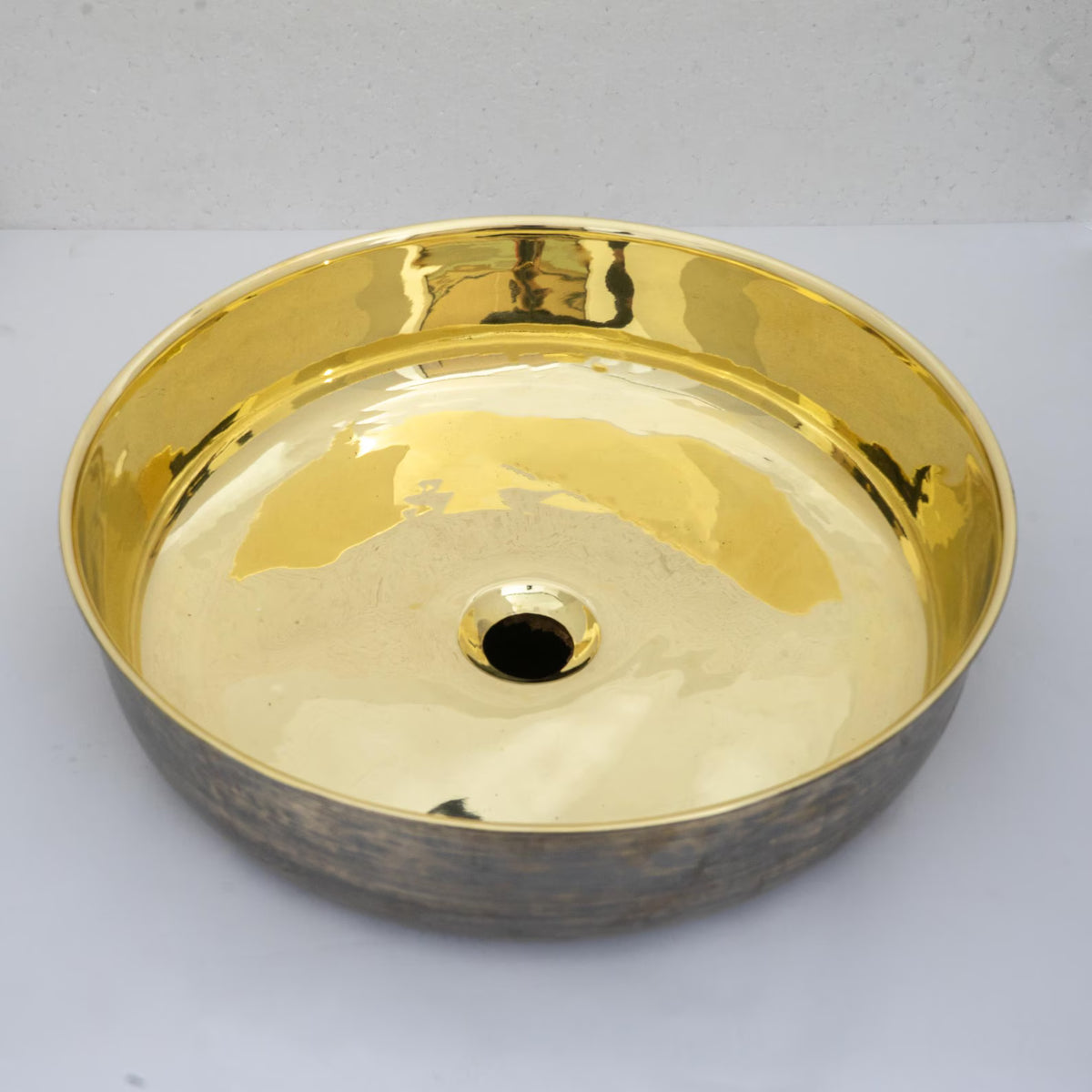 Unlacquered Brass Round Vessel Sink, Top Mount Bathroom Bronze Basin