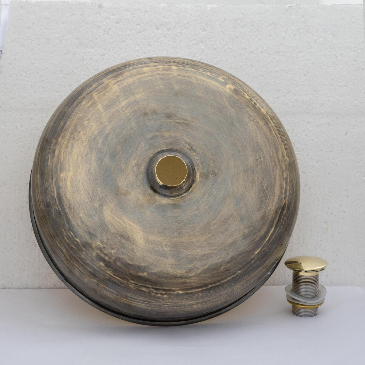 Unlacquered Brass Round Vessel Sink, Top Mount Bathroom Bronze Basin