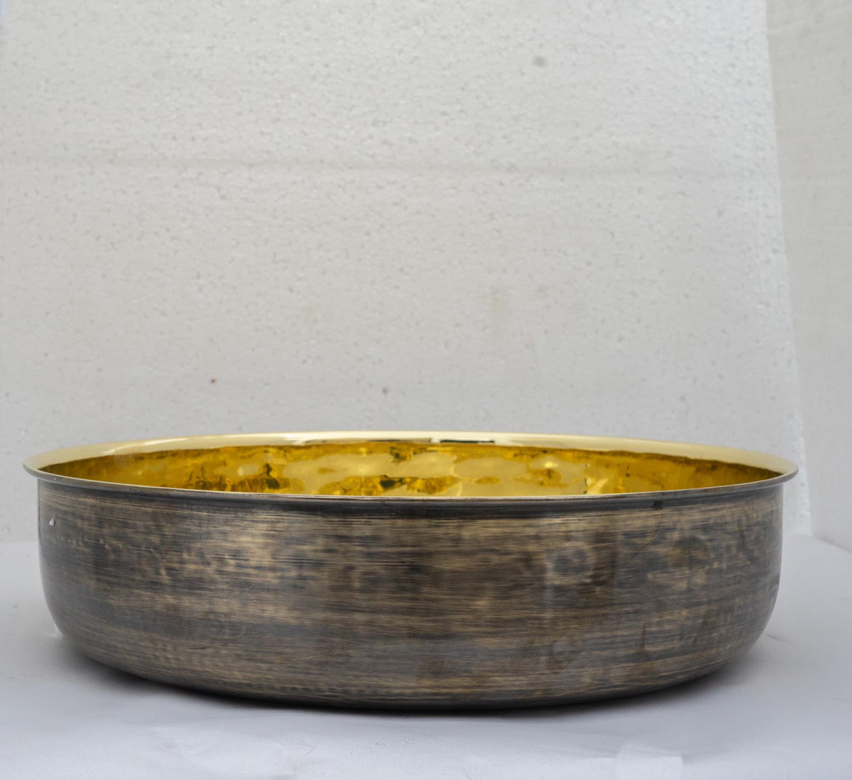 Unlacquered Brass Round Vessel Sink, Top Mount Bathroom Bronze Basin