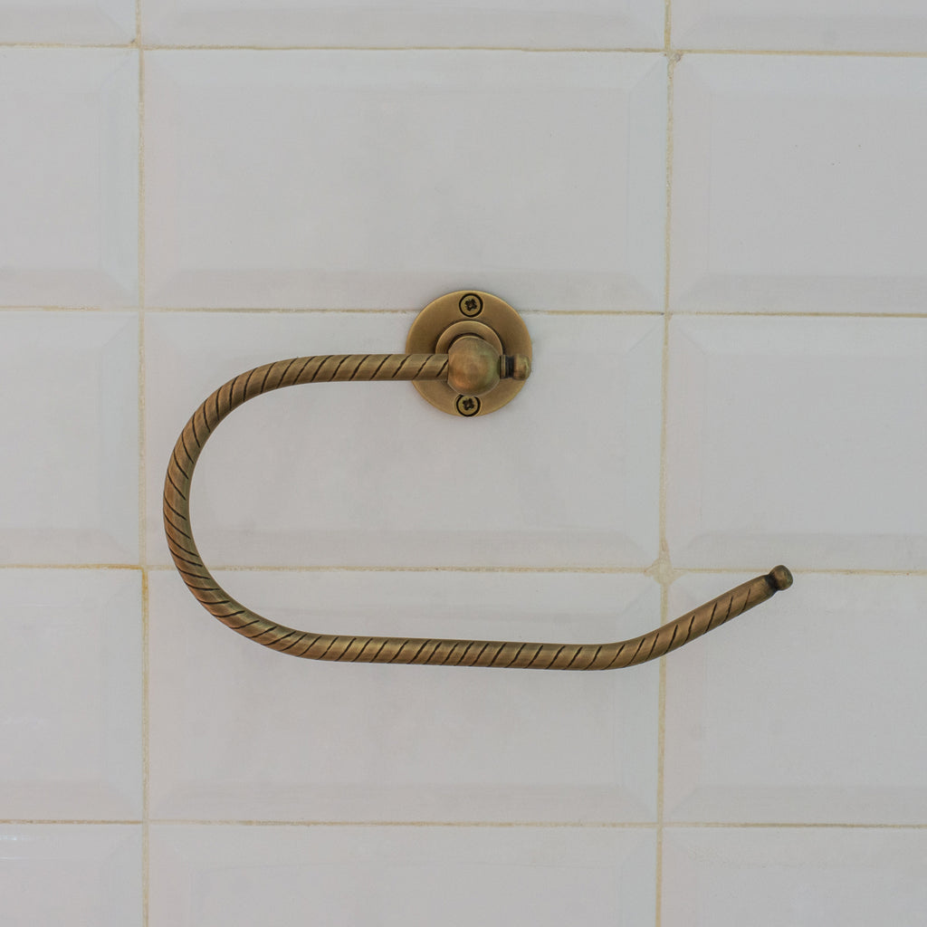 Vintage Brass Towel Holder, Towel Ring Hanger, Wall Mount Bathroom Ring Holder, Hand Engraved Ring For Towels