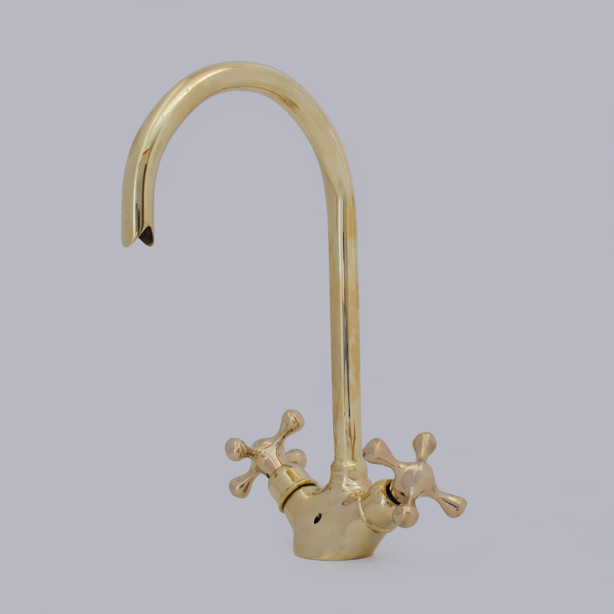Unlacquered Brass Single-Hole Bathroom Faucet | Traditional Cross Handles