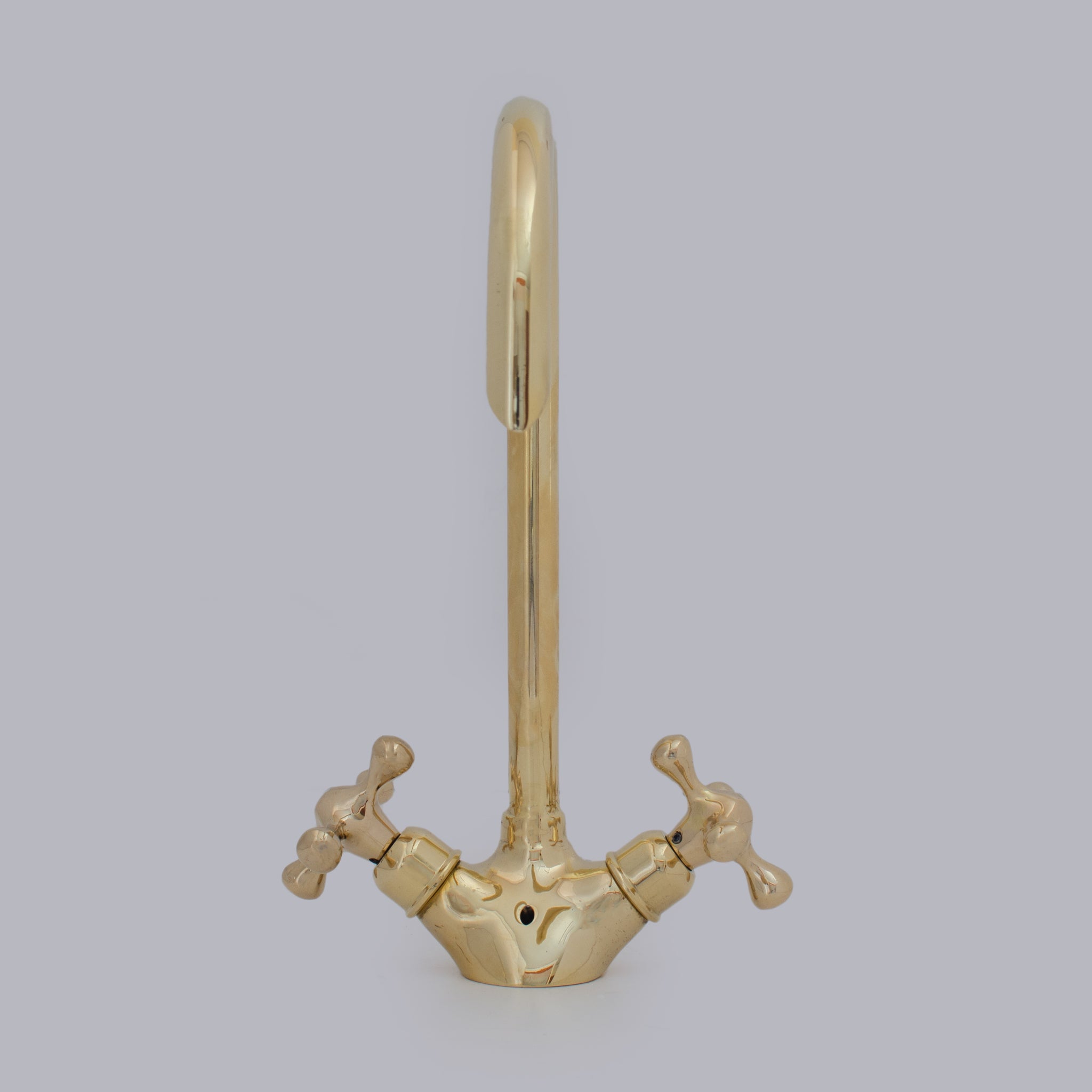 Unlacquered Brass Single-Hole Bathroom Faucet | Traditional Cross Handles