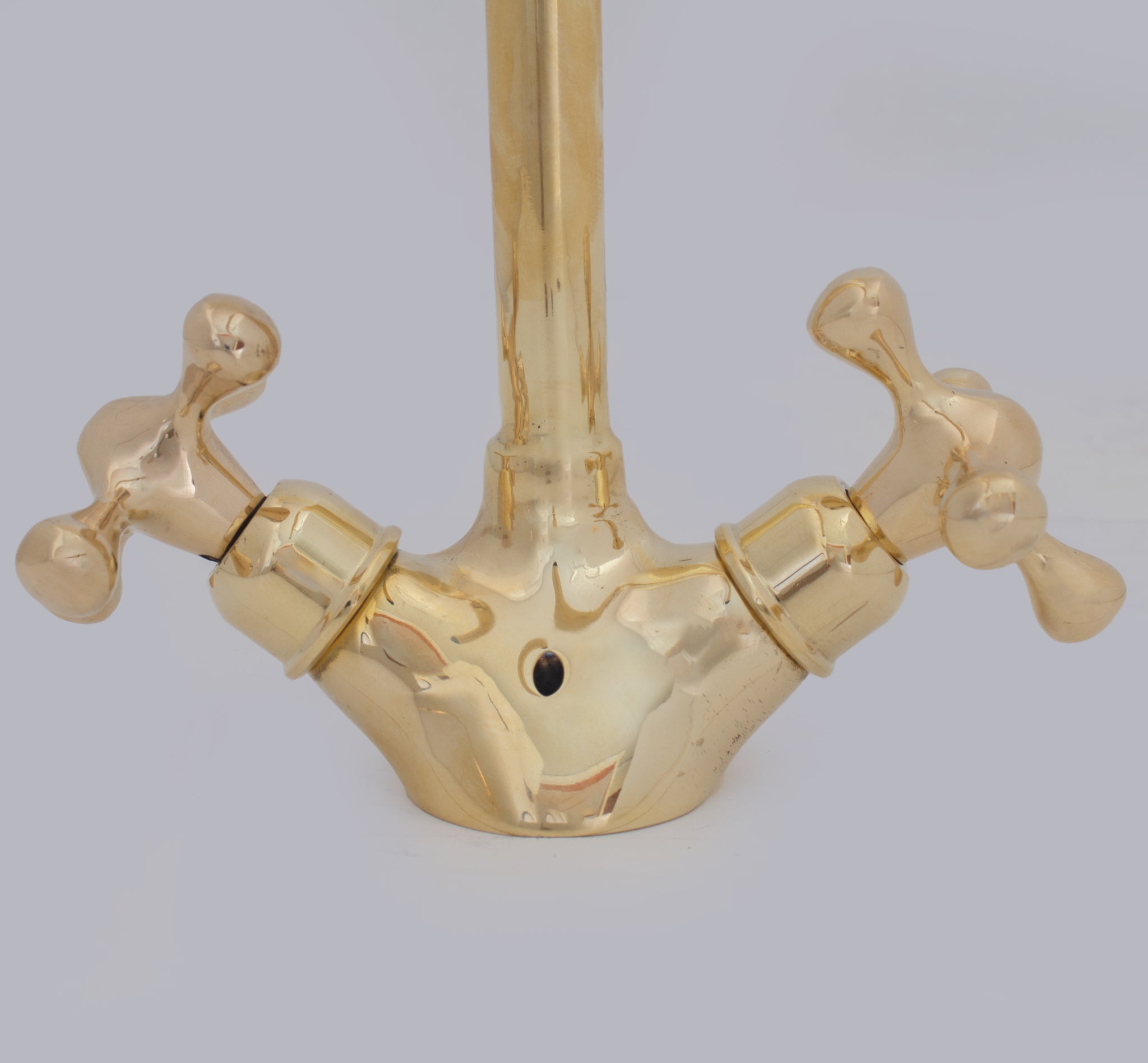 Unlacquered Brass Single-Hole Bathroom Faucet | Traditional Cross Handles