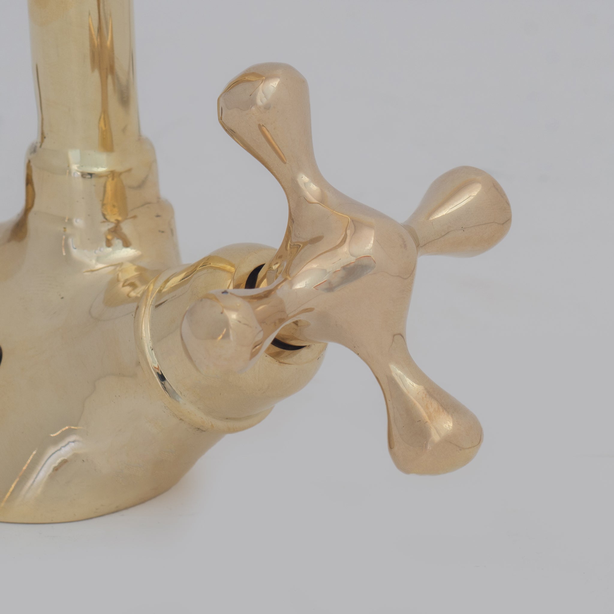 Unlacquered Brass Single-Hole Bathroom Faucet | Traditional Cross Handles