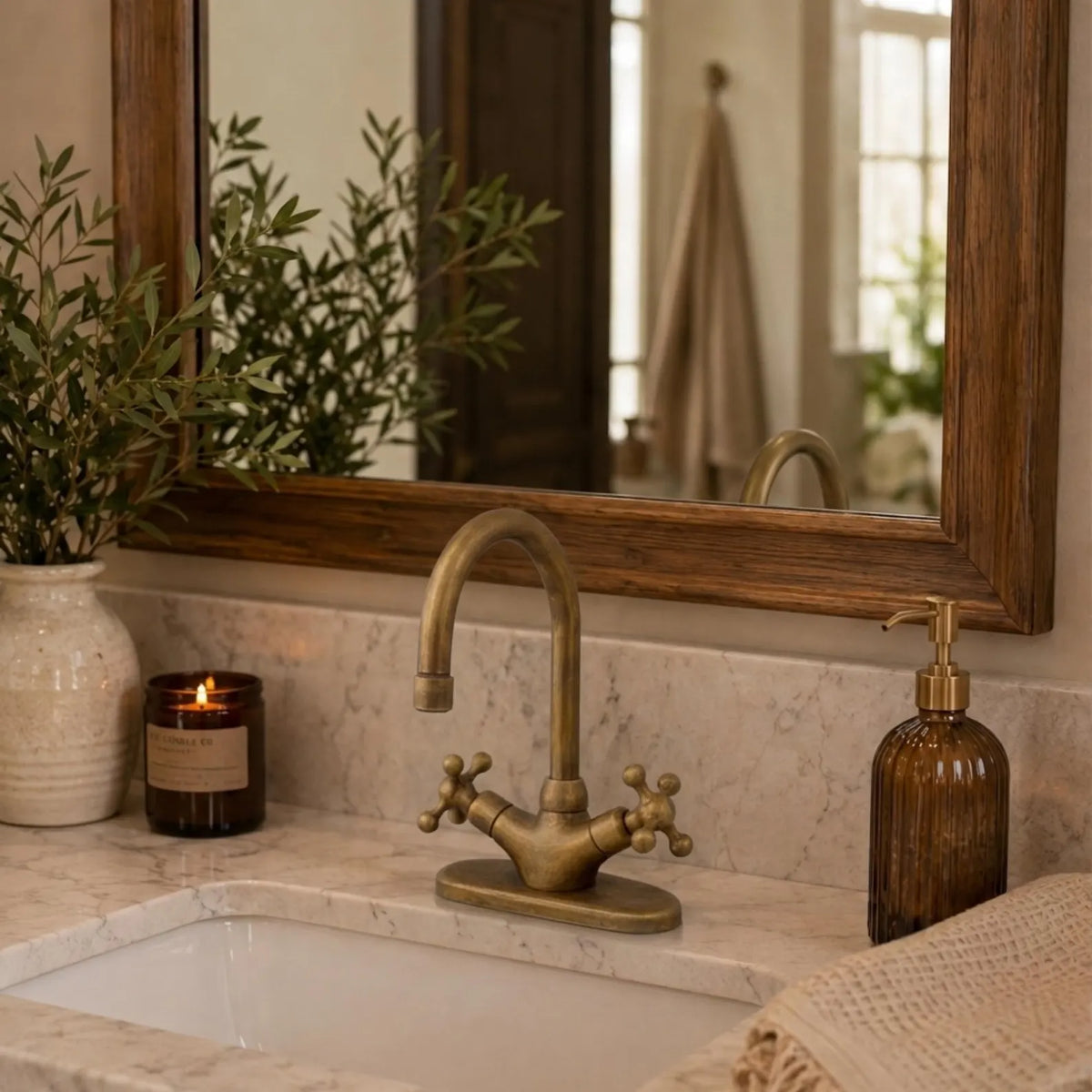 Unlacquered Brass Compact Faucet | Single Hole Bathroom Sink Faucet