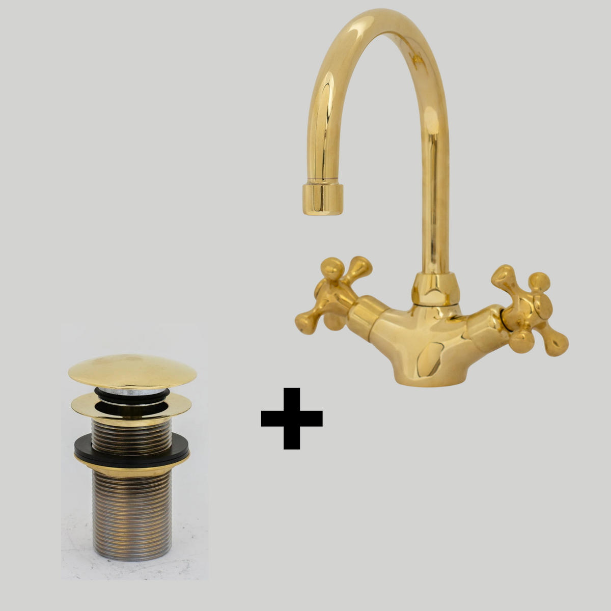 Robinet compact en laiton non laqué | Robinet de lavabo monotrou