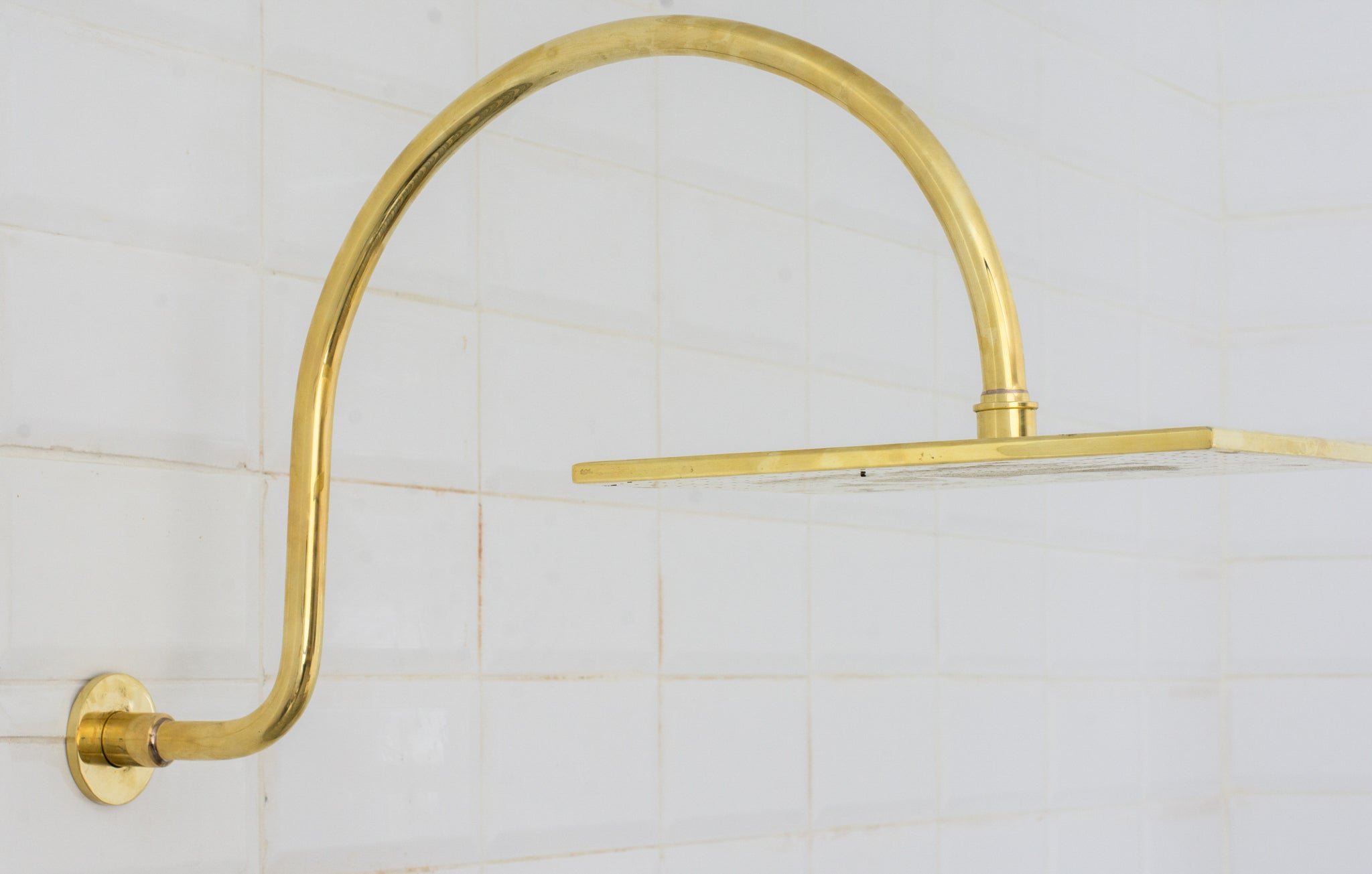 Unlacquered Brass Shower System – Built-In Showerhead with Handheld – Concealed Wall Shower Set