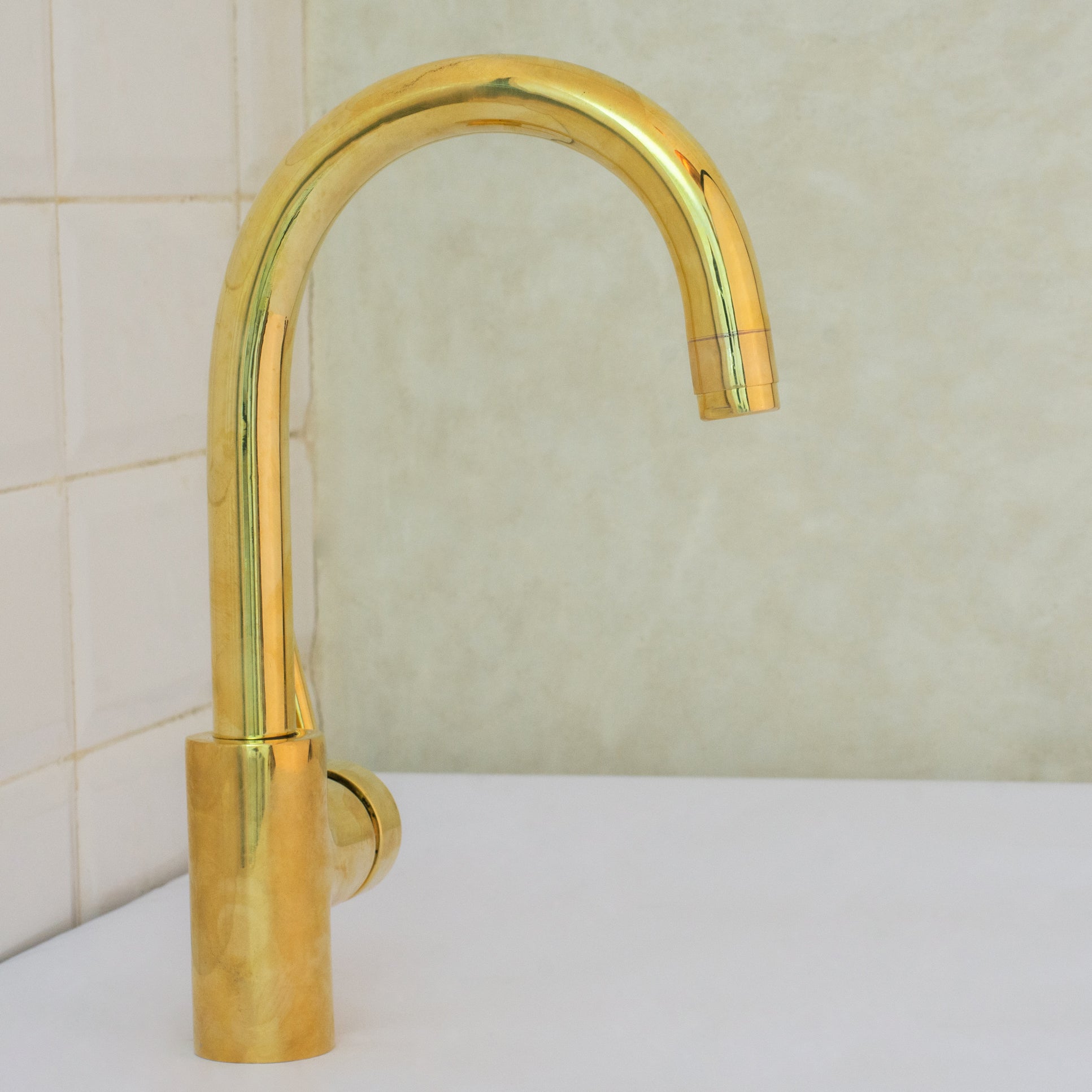 Unlacquered Brass Mixer Faucet, Single Hole Faucet Lever Handle Tap, Compact Faucet For Bathroom, Brass Short Faucet
