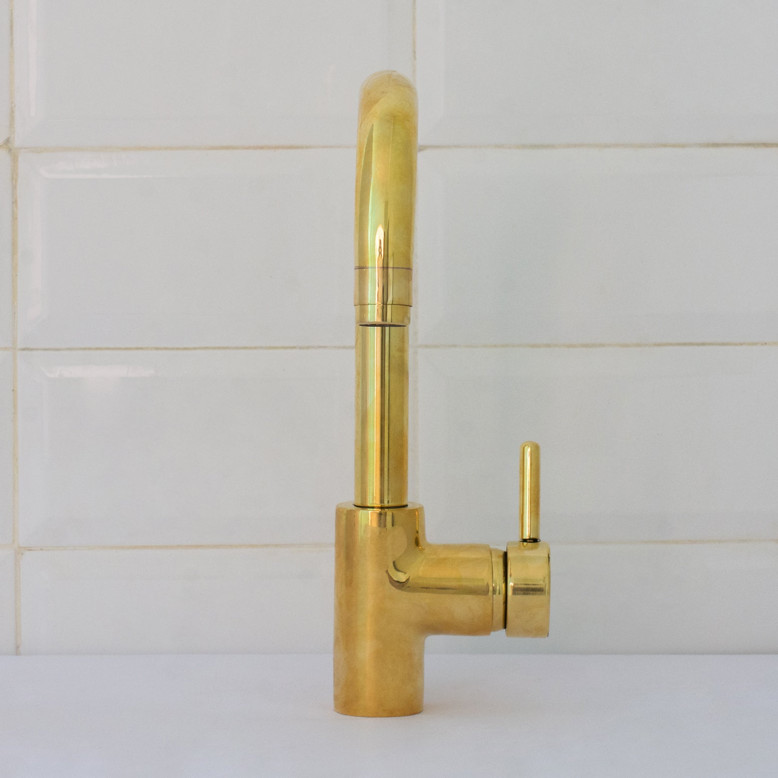 Unlacquered Brass Mixer Faucet, Single Hole Faucet Lever Handle Tap, Compact Faucet For Bathroom, Brass Short Faucet