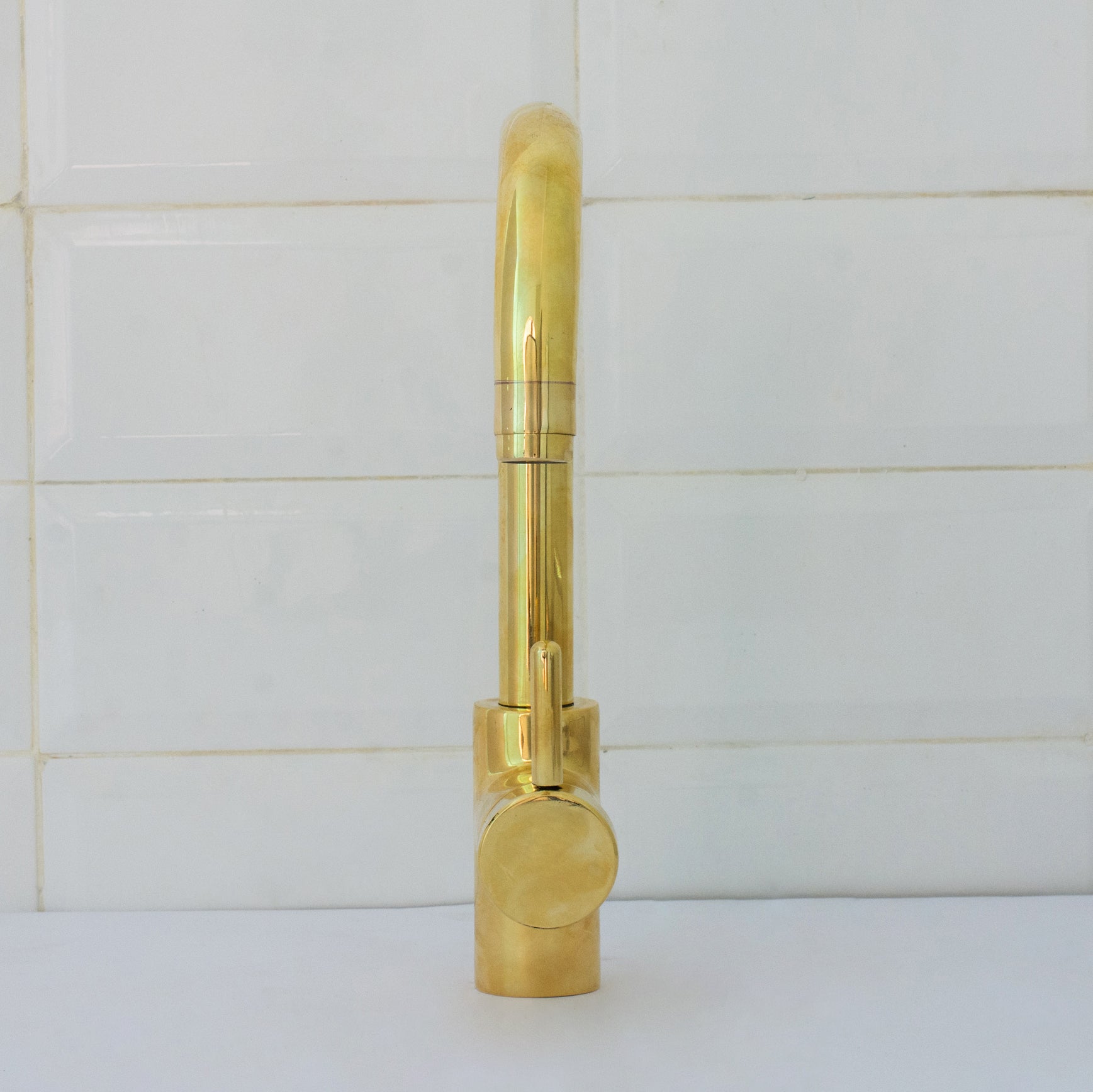 Unlacquered Brass Mixer Faucet, Single Hole Faucet Lever Handle Tap, Compact Faucet For Bathroom, Brass Short Faucet