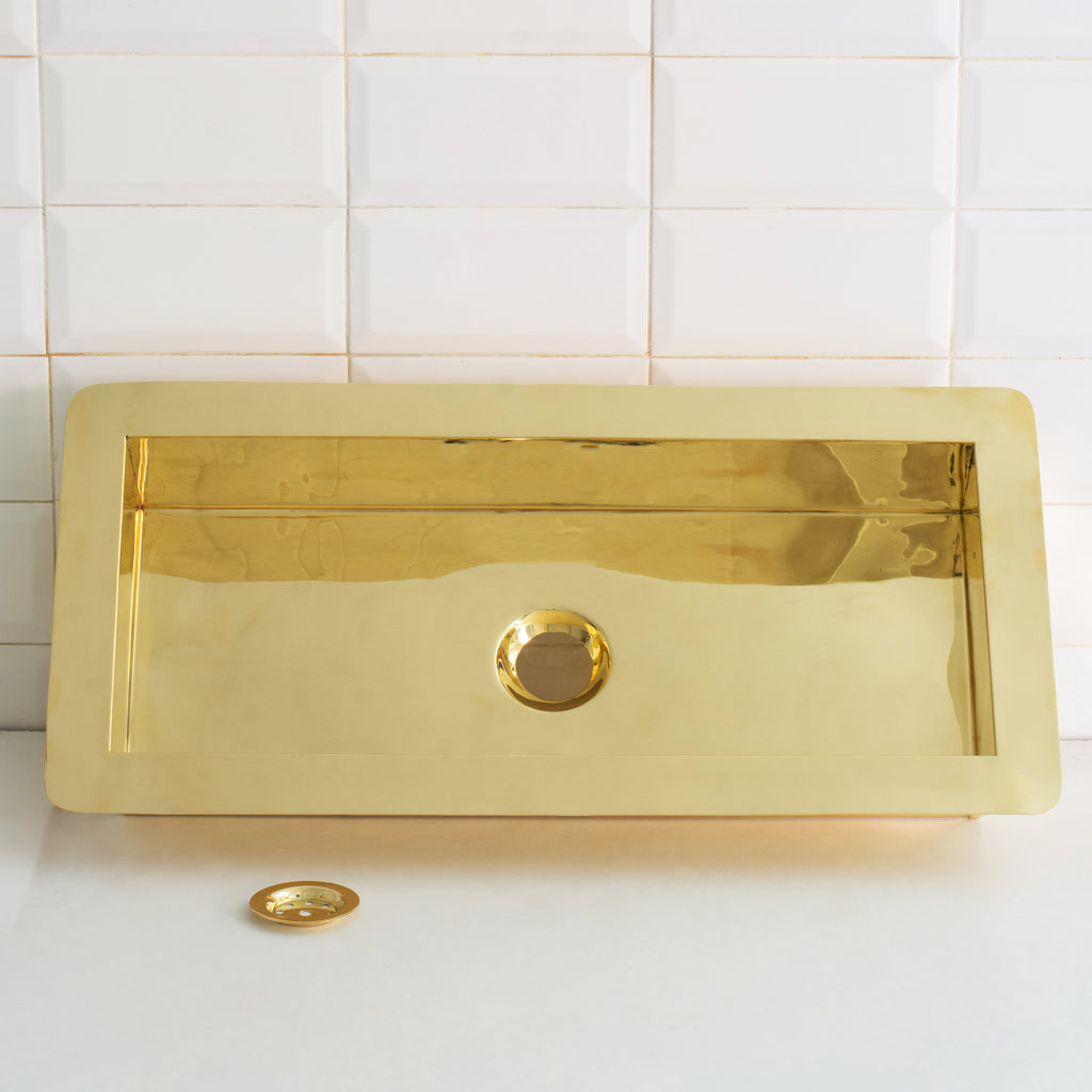 Solid Brass Undermount Rectangular Sink, Single Bowl Kitchen Sink, Compact Sink