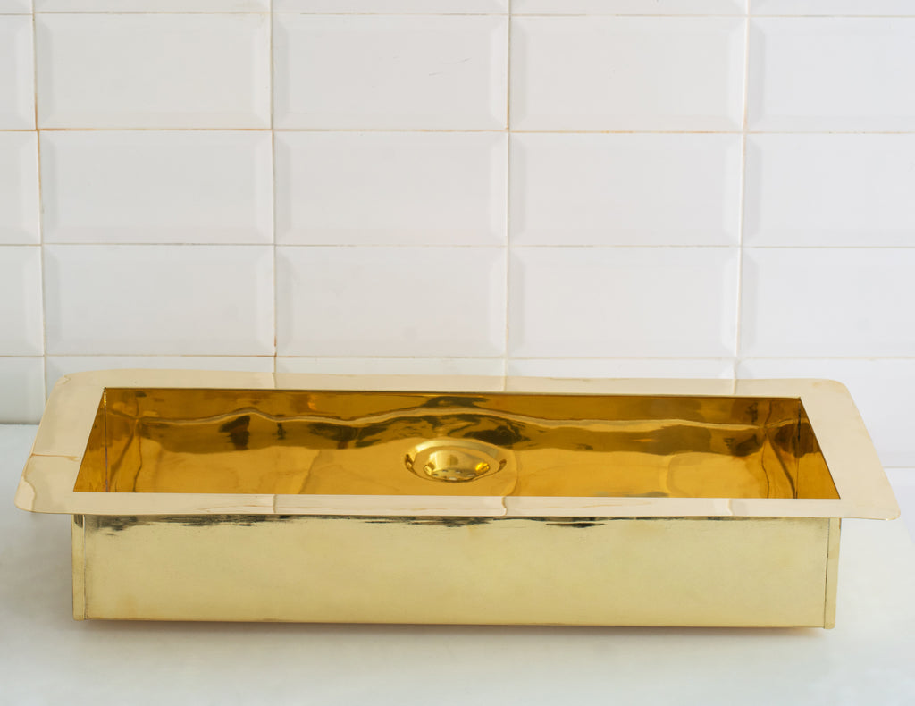 Solid Brass Undermount Rectangular Sink, Single Bowl Kitchen Sink, Compact Sink