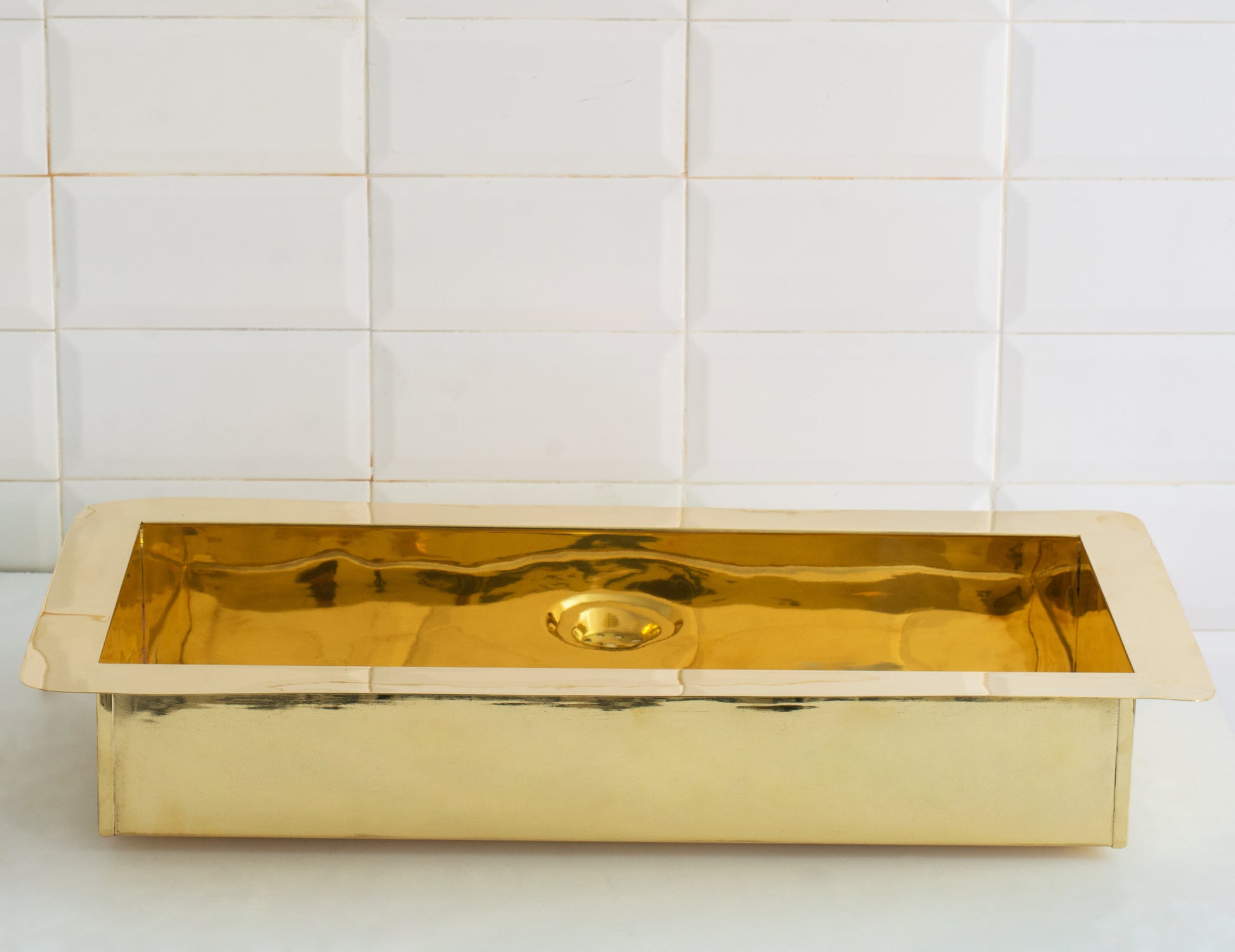 Solid Brass Undermount Rectangular Sink, Single Bowl Kitchen Sink, Compact Sink