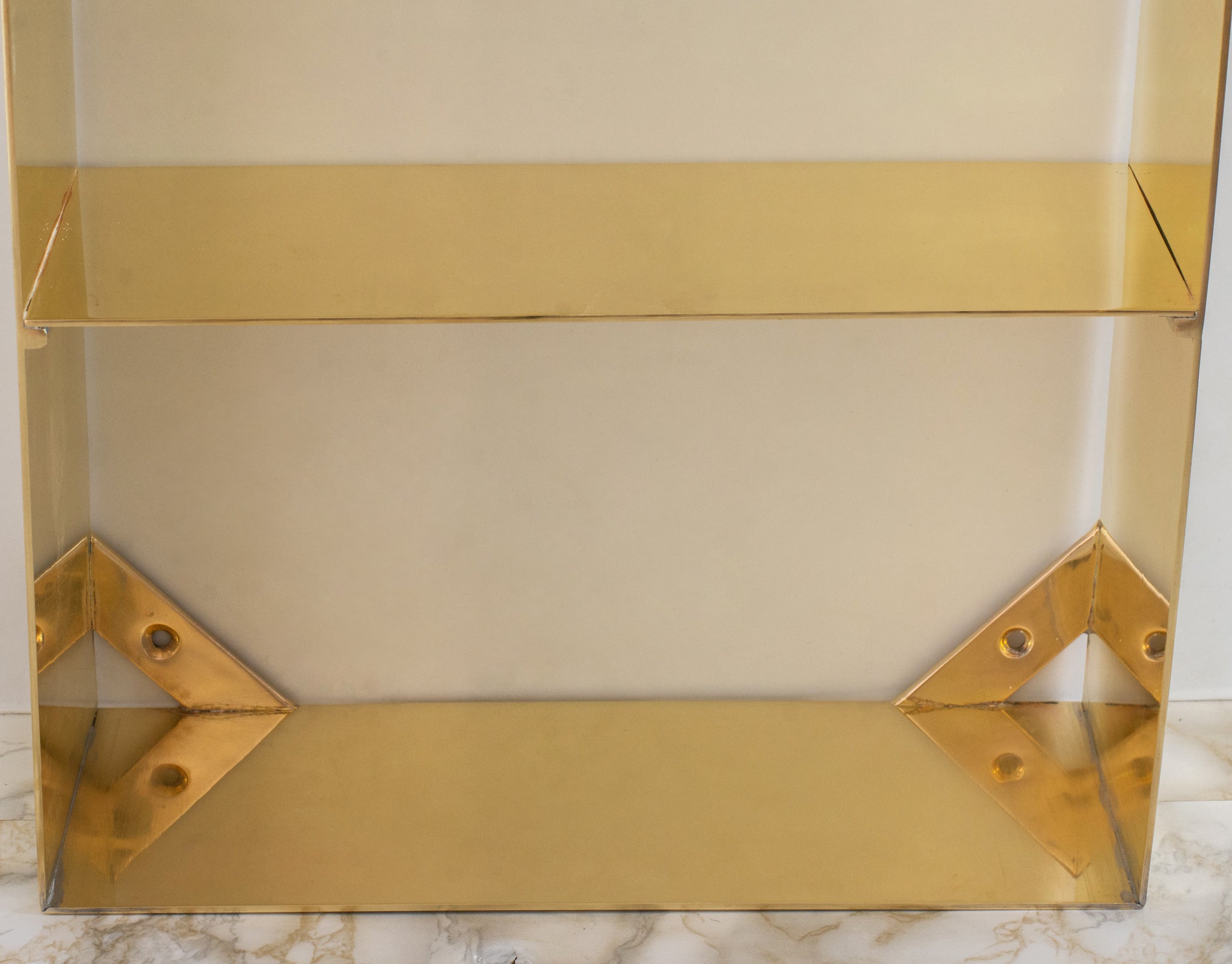 Unlacquered Brass Floating Wall Bookshelf | Brass Bookshelf Storage Cabinet