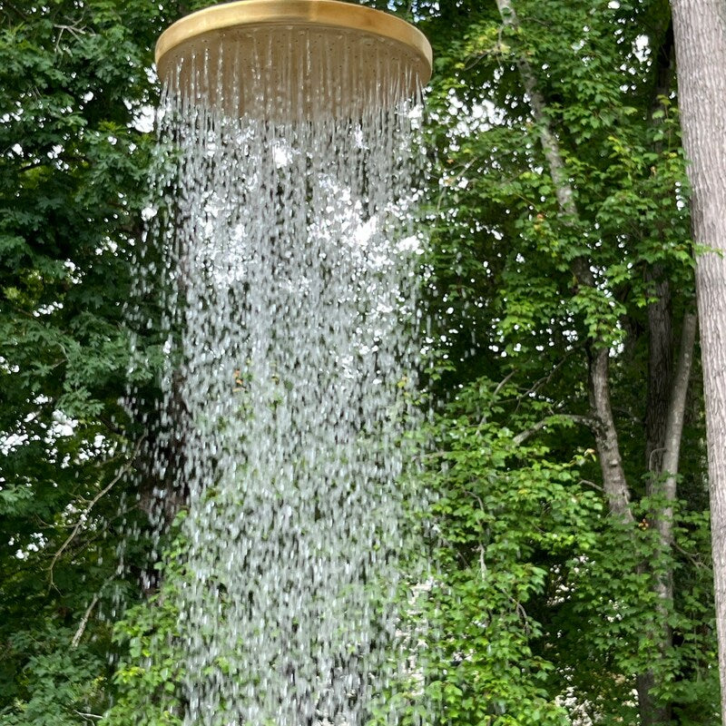 Unlacquered Solid Brass Rain Shower Head, Round Handcrafted Vintage Showerhead