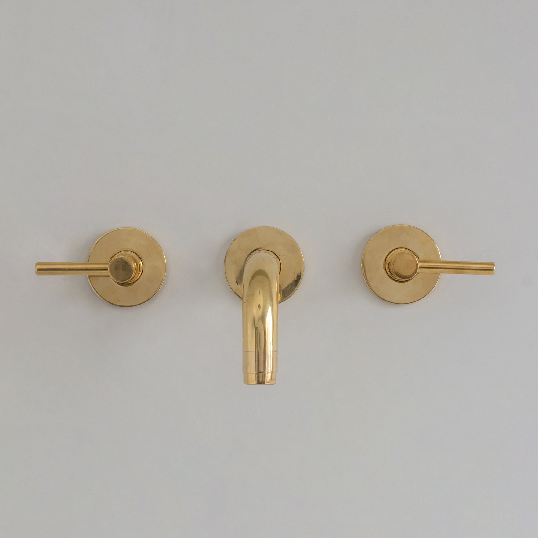 Unlacquered Brass Built-in Faucet, Mini Wall Mount Sink Faucet, 3-hole Basin Mixer Tap With Lever Handles