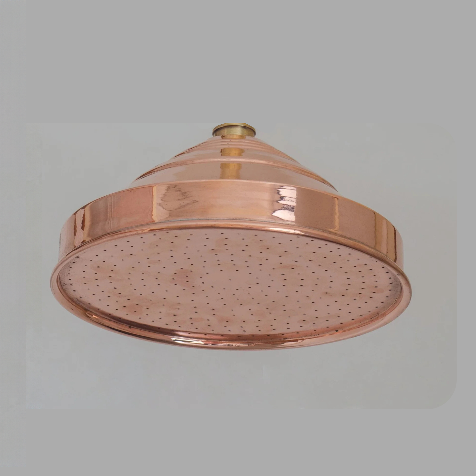 6 inch tapered rain shower head in unlacquered solid copper