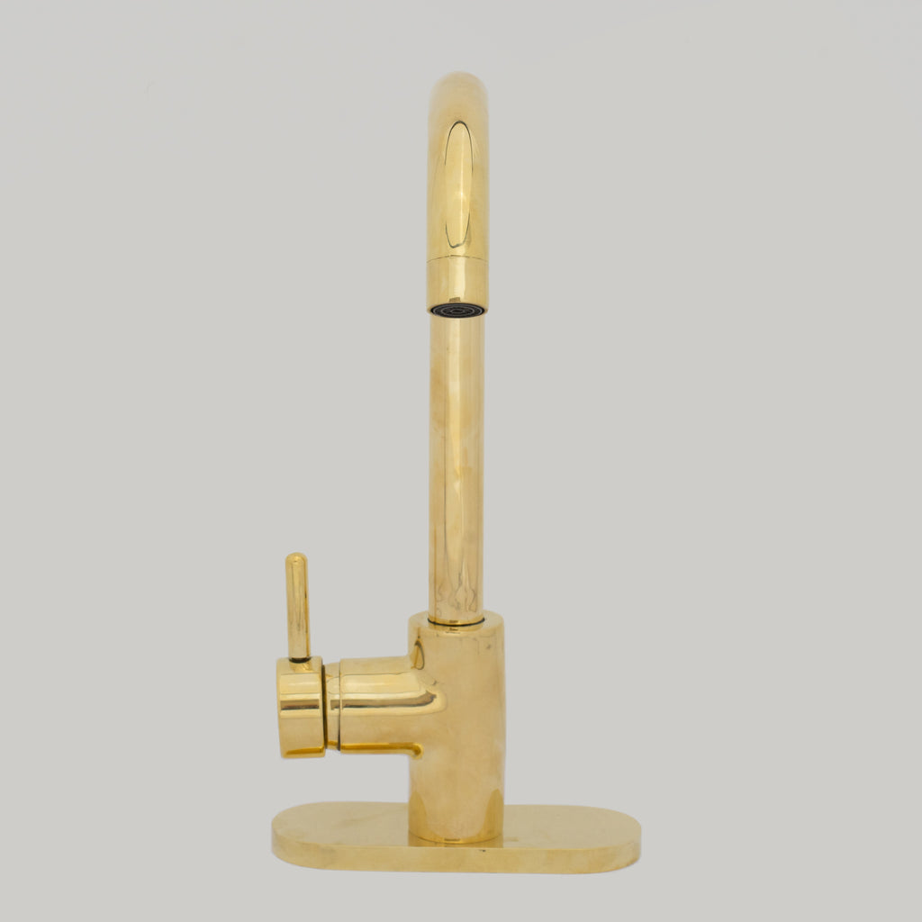 Unlacquered Brass Kitchen Faucet, Island Faucet, Antique Brass Sink Mixer Tap
