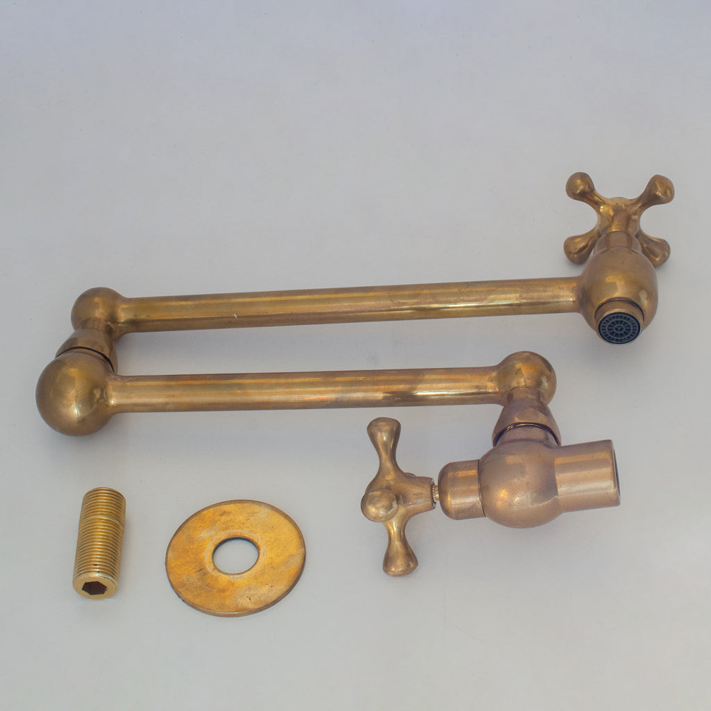 Unlacquered Brass Pot Filler, Kitchen Faucet, Aged Brass Faucet, Stove Faucet