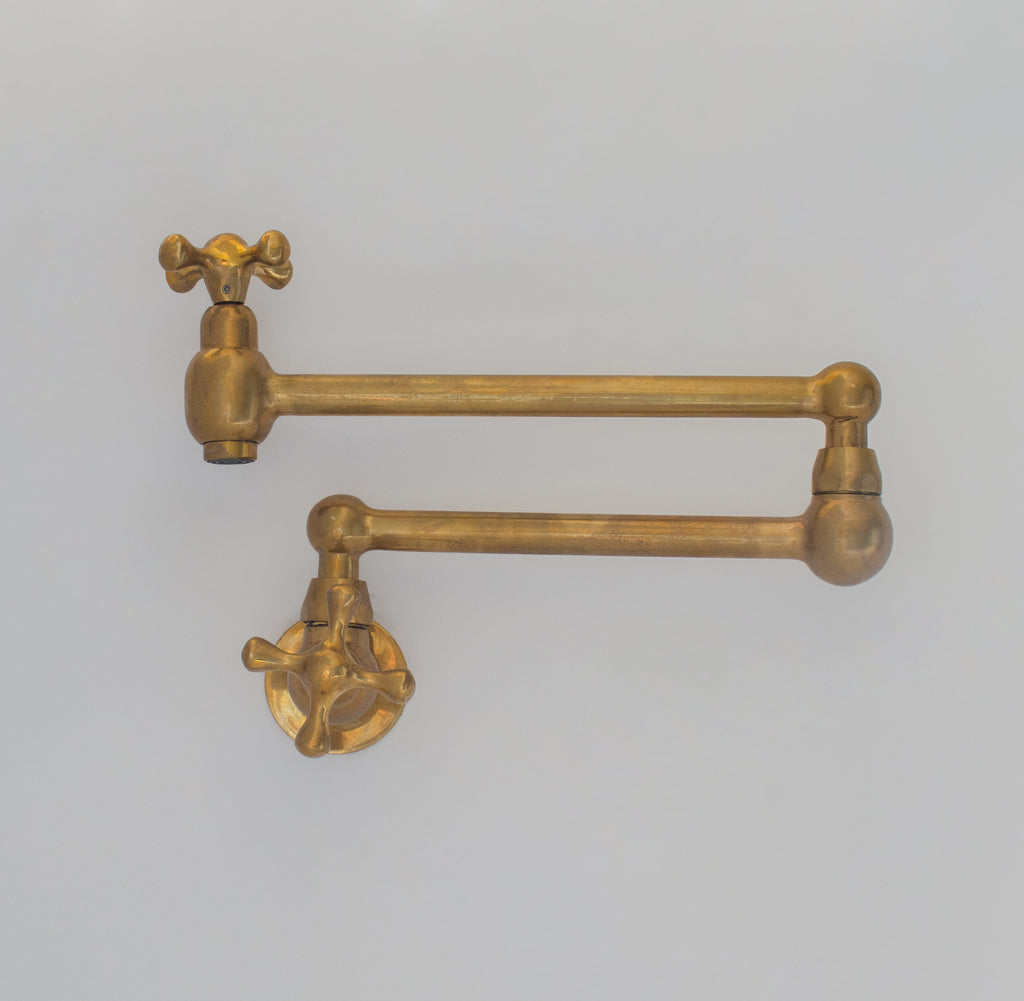 Unlacquered Brass Pot Filler, Kitchen Faucet, Aged Brass Faucet, Stove Faucet