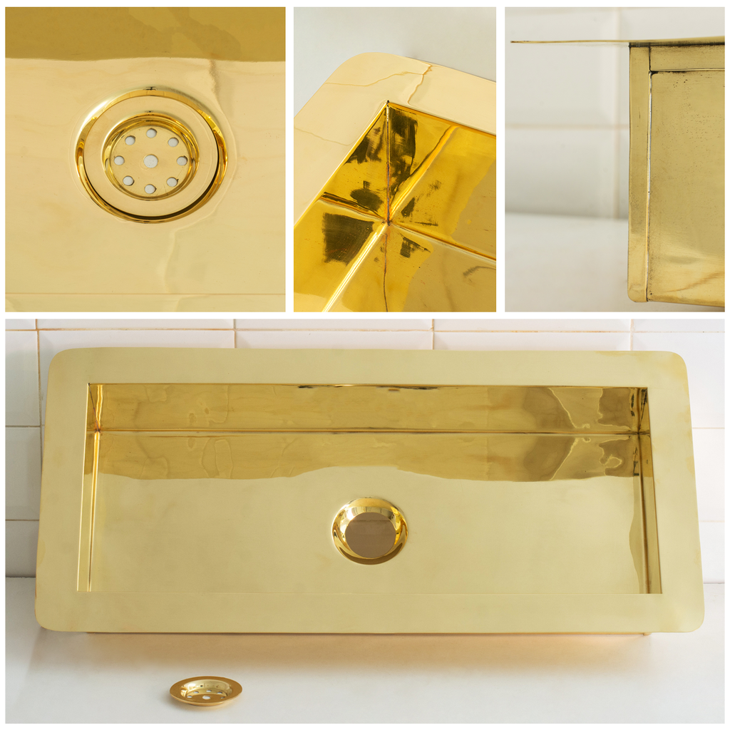 Solid Brass Undermount Rectangular Sink, Single Bowl Kitchen Sink, Compact Sink