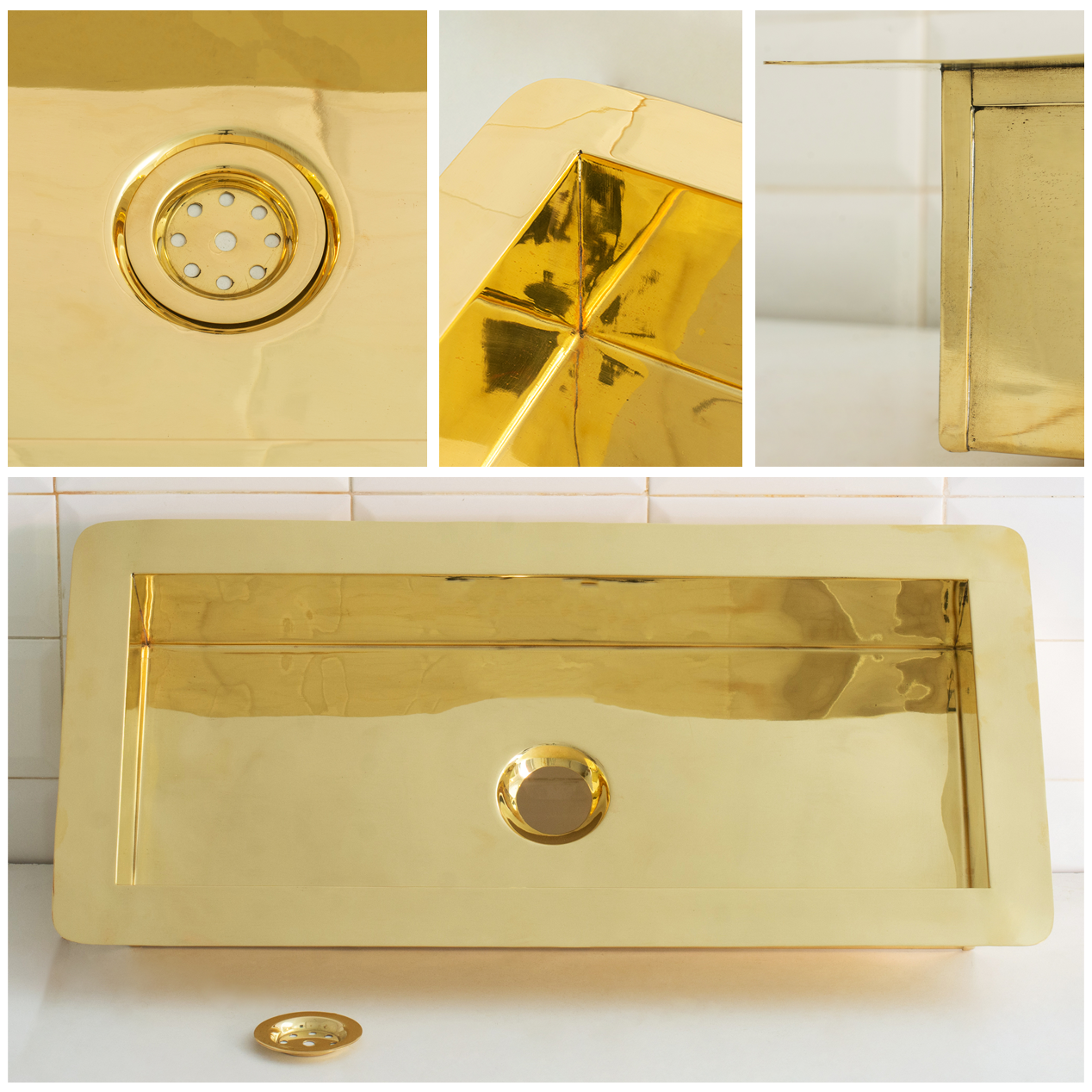 Solid Brass Undermount Rectangular Sink, Single Bowl Kitchen Sink, Compact Sink