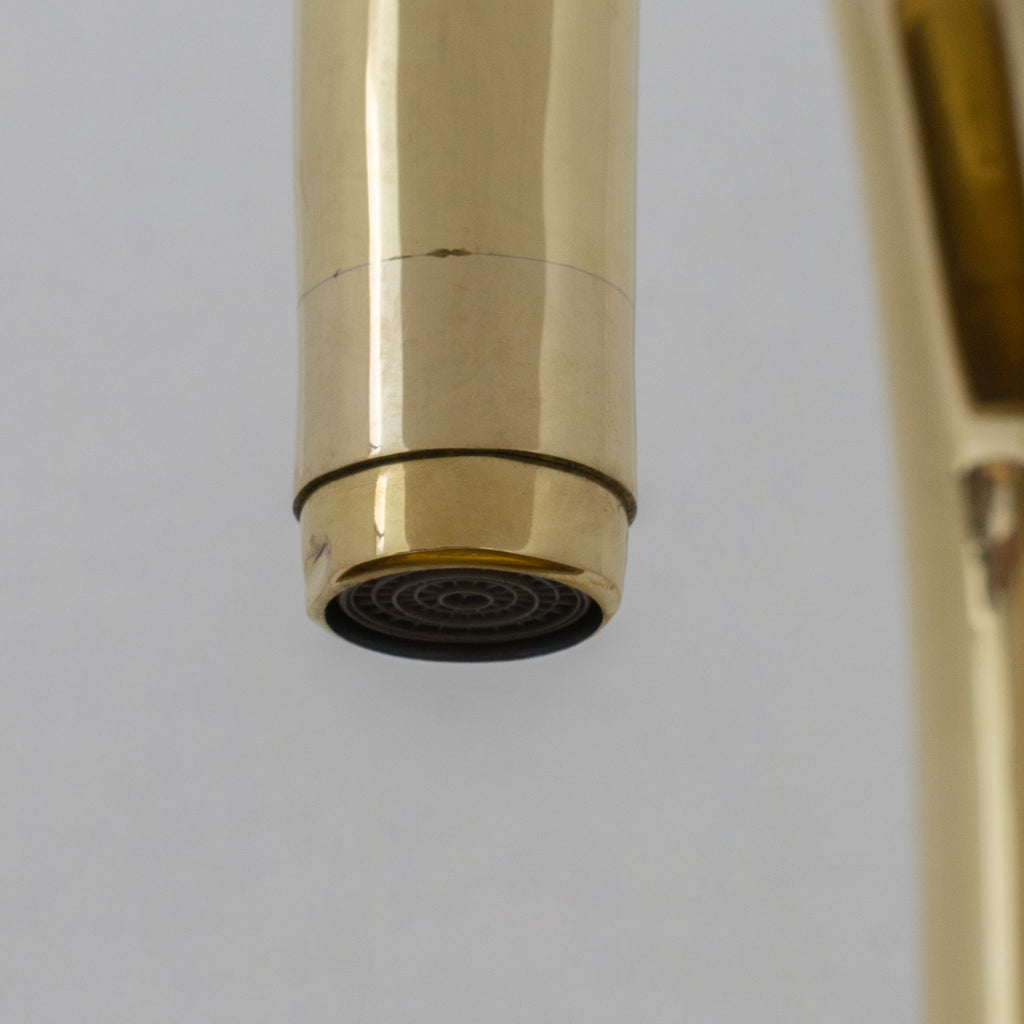 Unlacquered Brass Widespread Kitchen Faucet, Solid Brass 3-Holes Deck Mount Faucet, Simple Cross Handles