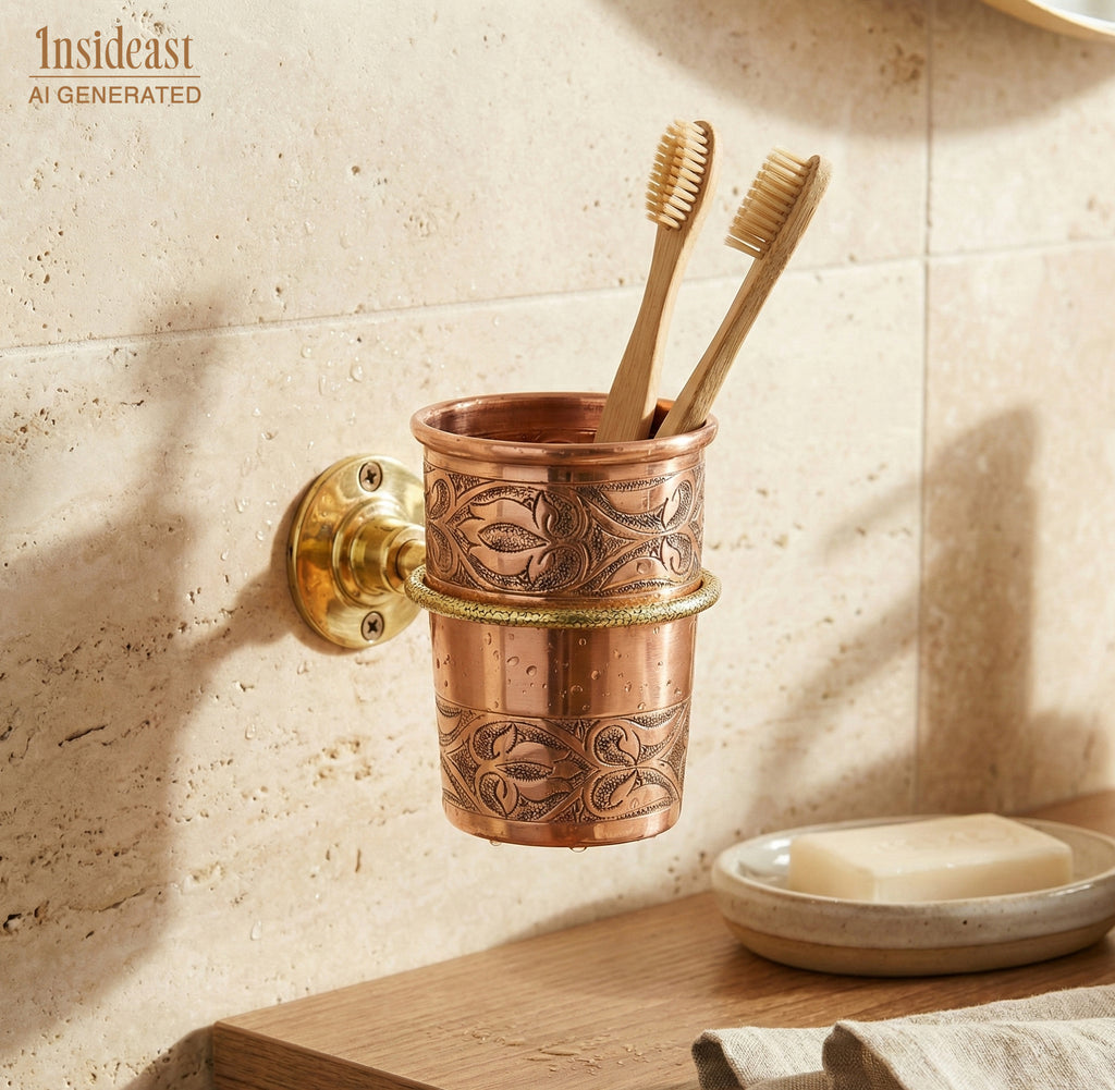 Unlacquered Copper Wall Mount Toothbrush Holder | Bathroom