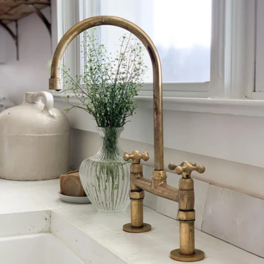 Heritage - Unlacquered Brass Kitchen Bridge Faucet