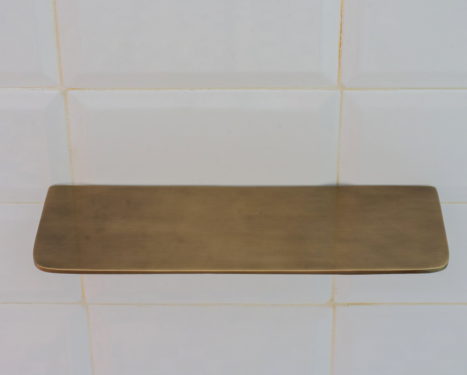 Vintage Brass Wall-Mounted Shower Shelf | Aged Brass Floating Shelf