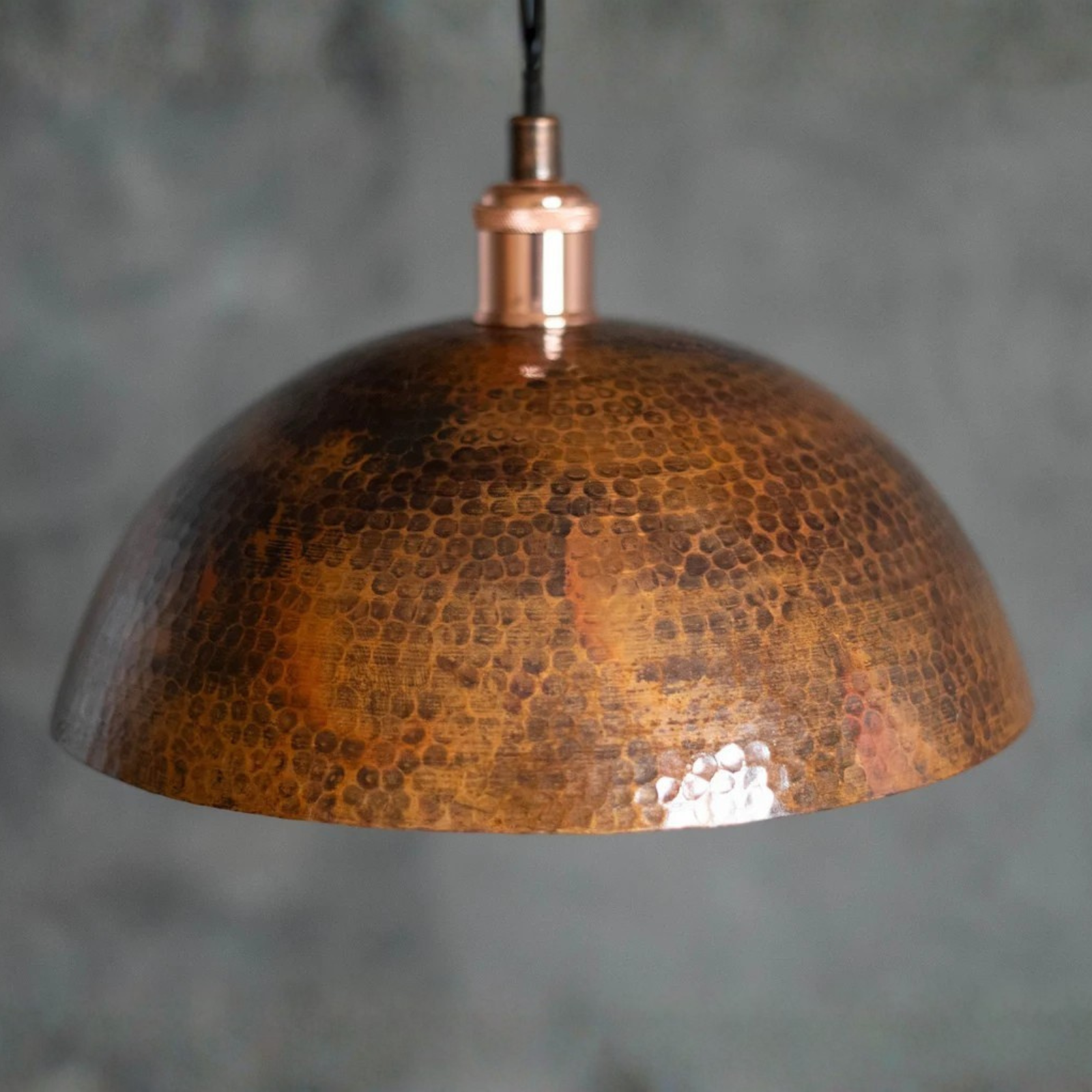 Vintage Copper Pendant Light, Oxidized Dome Ceiling Light, Dome Lampshade Copper