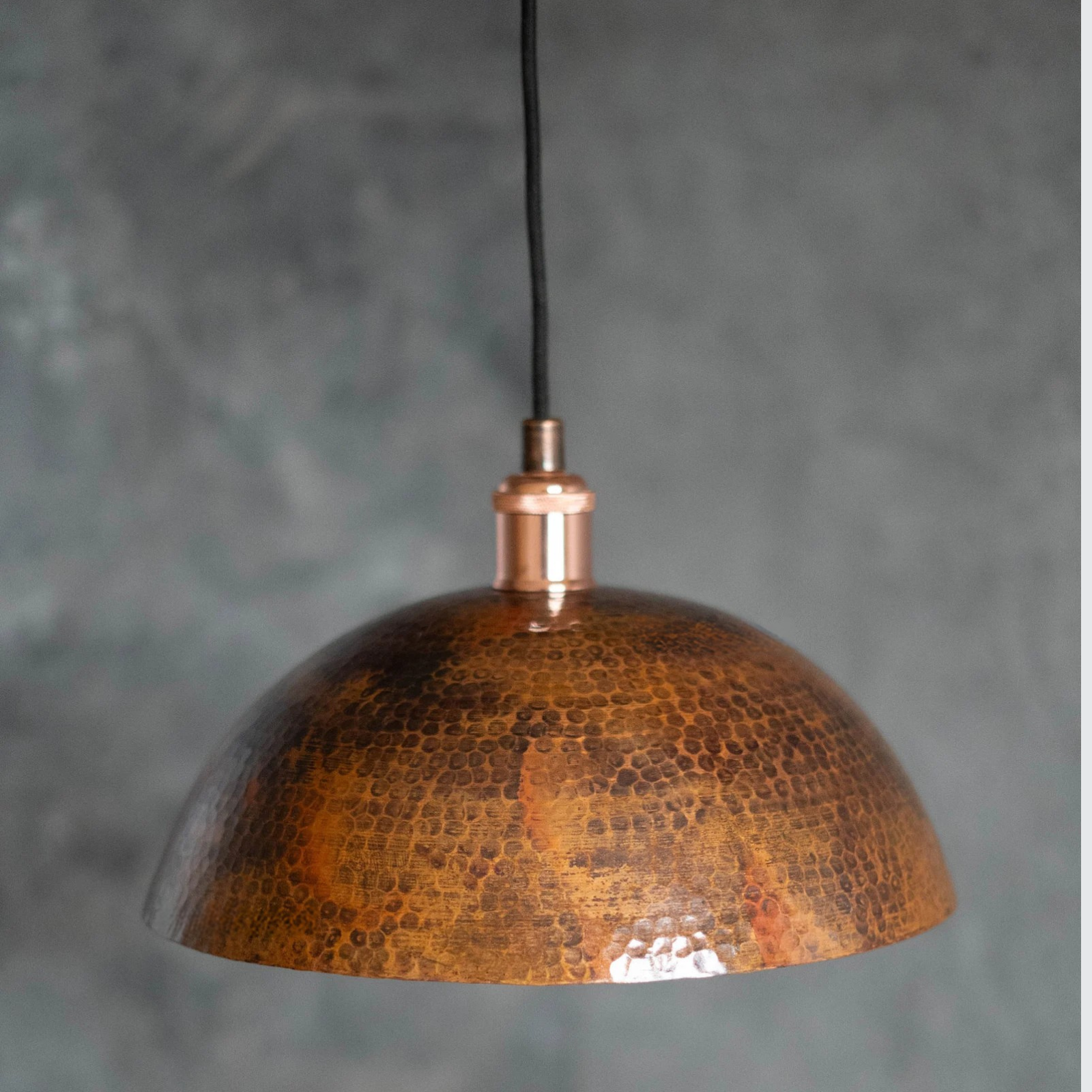 Vintage Copper Pendant Light, Oxidized Dome Ceiling Light, Dome Lampshade Copper