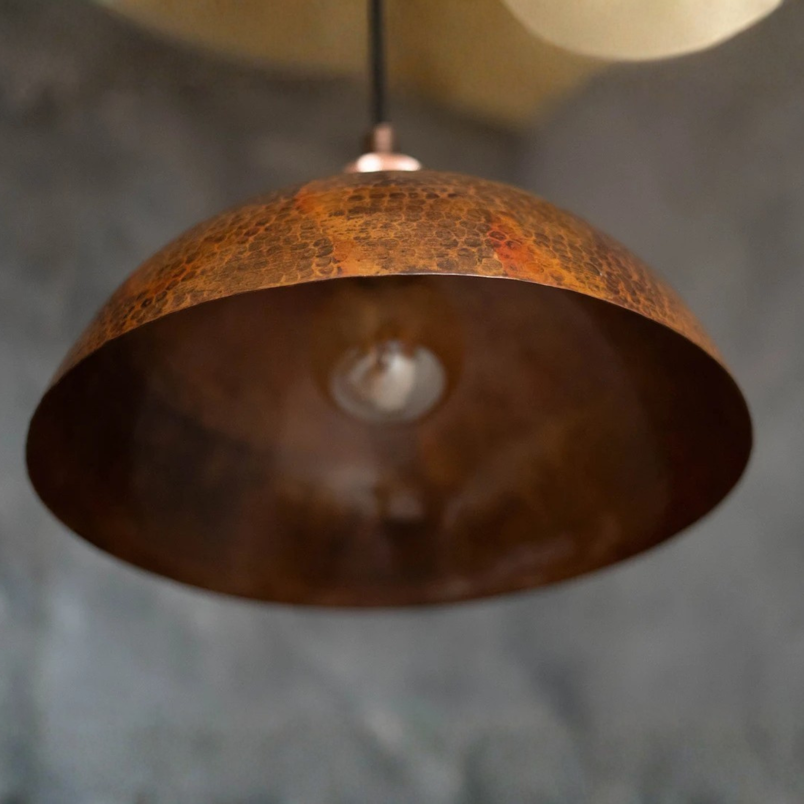 Vintage Copper Pendant Light, Oxidized Dome Ceiling Light, Dome Lampshade Copper
