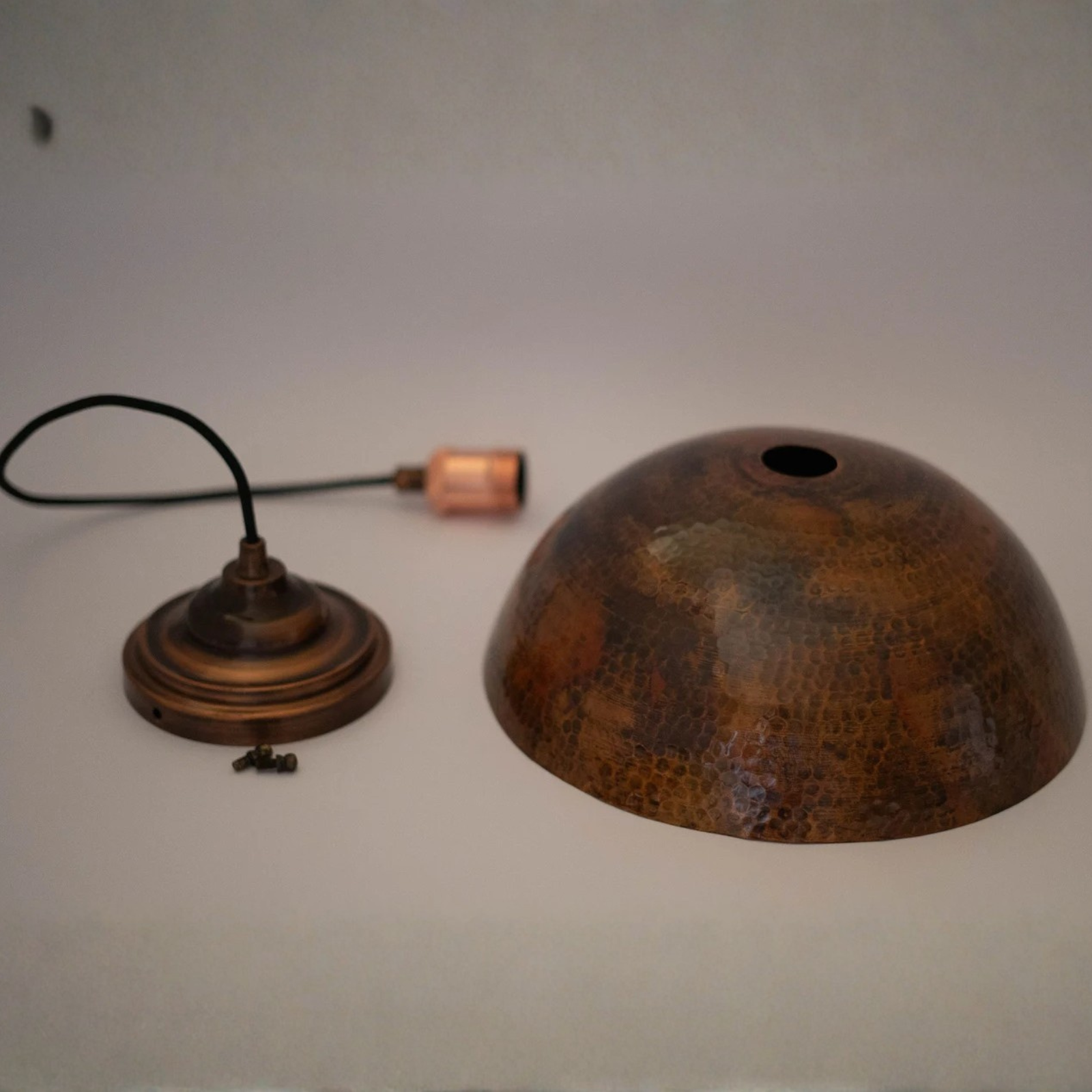 Vintage Copper Pendant Light, Oxidized Dome Ceiling Light, Dome Lampshade Copper