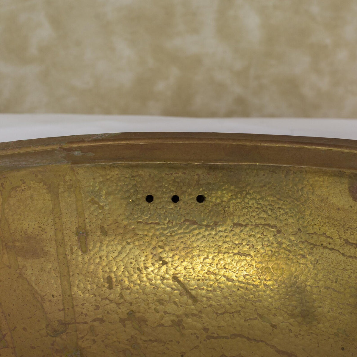 Vintage Hammered Brass Drop-in Sink, Bathroom Sink, Oval Basin, Brass Oval Sink