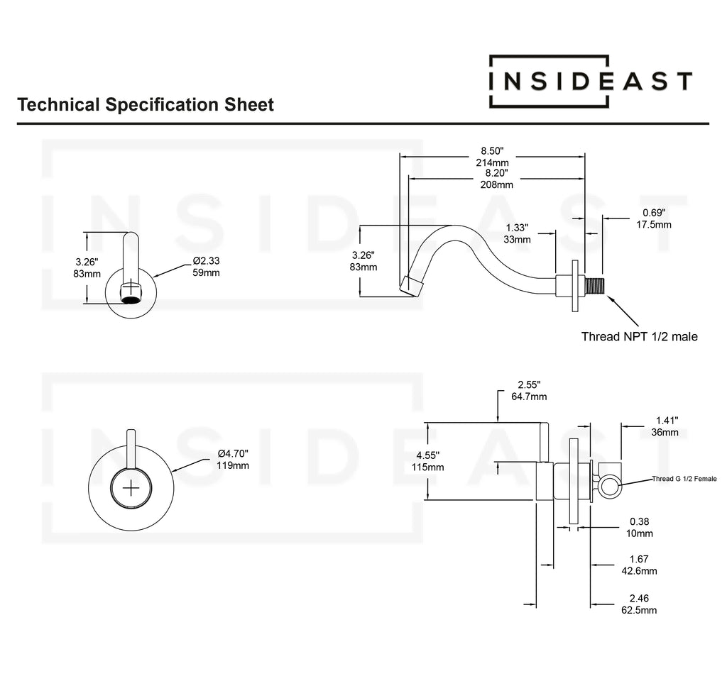Antique Brass Tub Filler, Wall Mount Solid Brass Tub Faucet