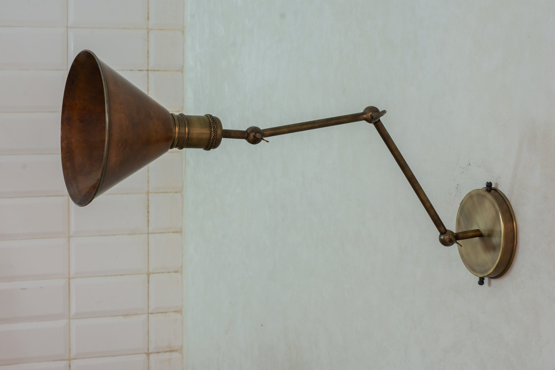 Oxidized Copper Wall Sconce, Swing Arm Light, 3-Point Adjustable Sconce, Wall Light With Copper Shade, Swivel Wall Lamp Copper