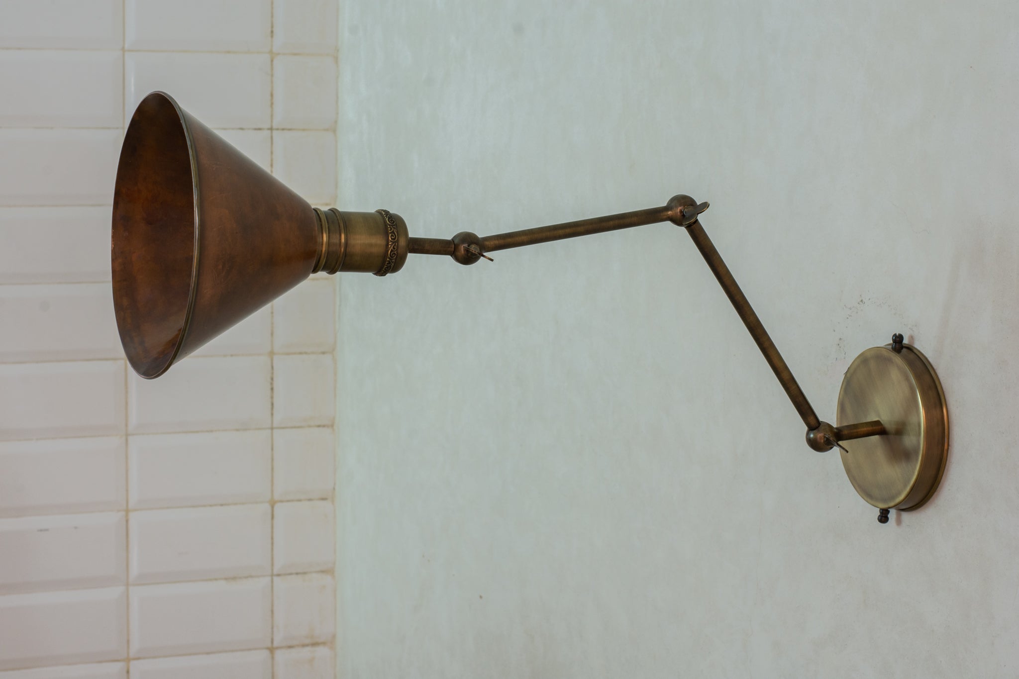 Oxidized Copper Wall Sconce, Swing Arm Light, 3-Point Adjustable Sconce, Wall Light With Copper Shade, Swivel Wall Lamp Copper