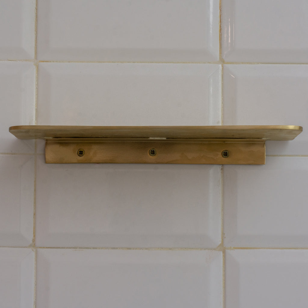 Solid Brass Floating Shelf | Wall-Mount Bathroom Shelf & Shower Soap Holder