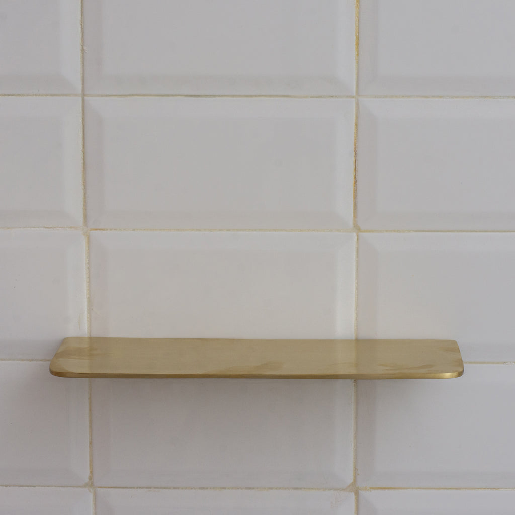 Solid Brass Floating Shelf | Wall-Mount Bathroom Shelf & Shower Soap Holder