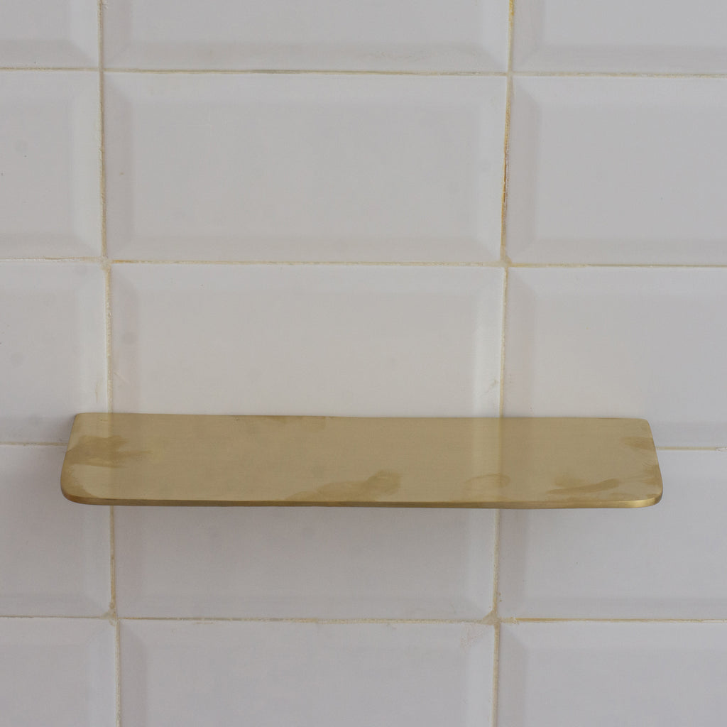 Solid Brass Floating Shelf | Wall-Mount Bathroom Shelf & Shower Soap Holder