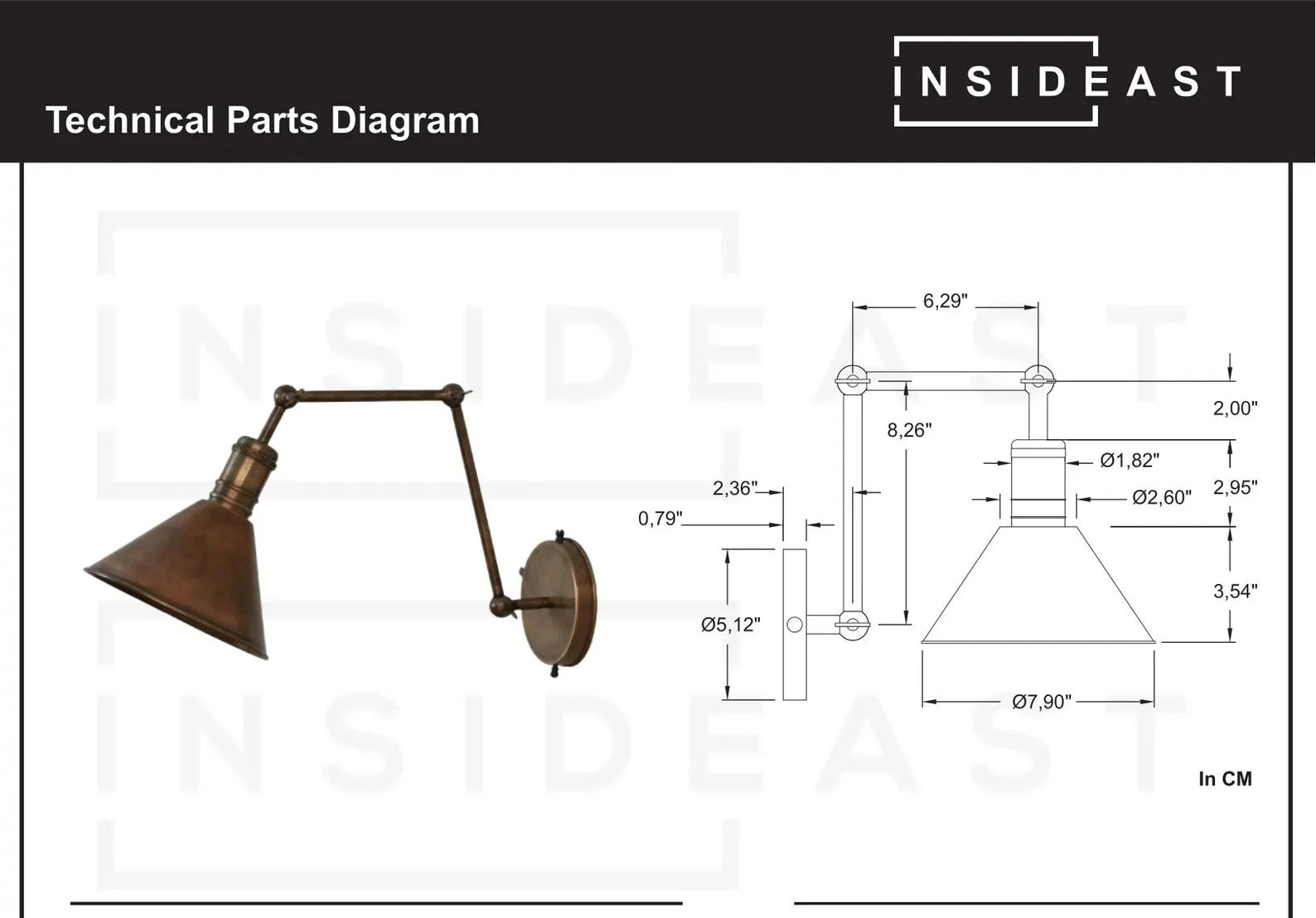 Oxidized Copper Wall Sconce, Swing Arm Light, 3-Point Adjustable Sconce, Wall Light With Copper Shade, Swivel Wall Lamp Copper