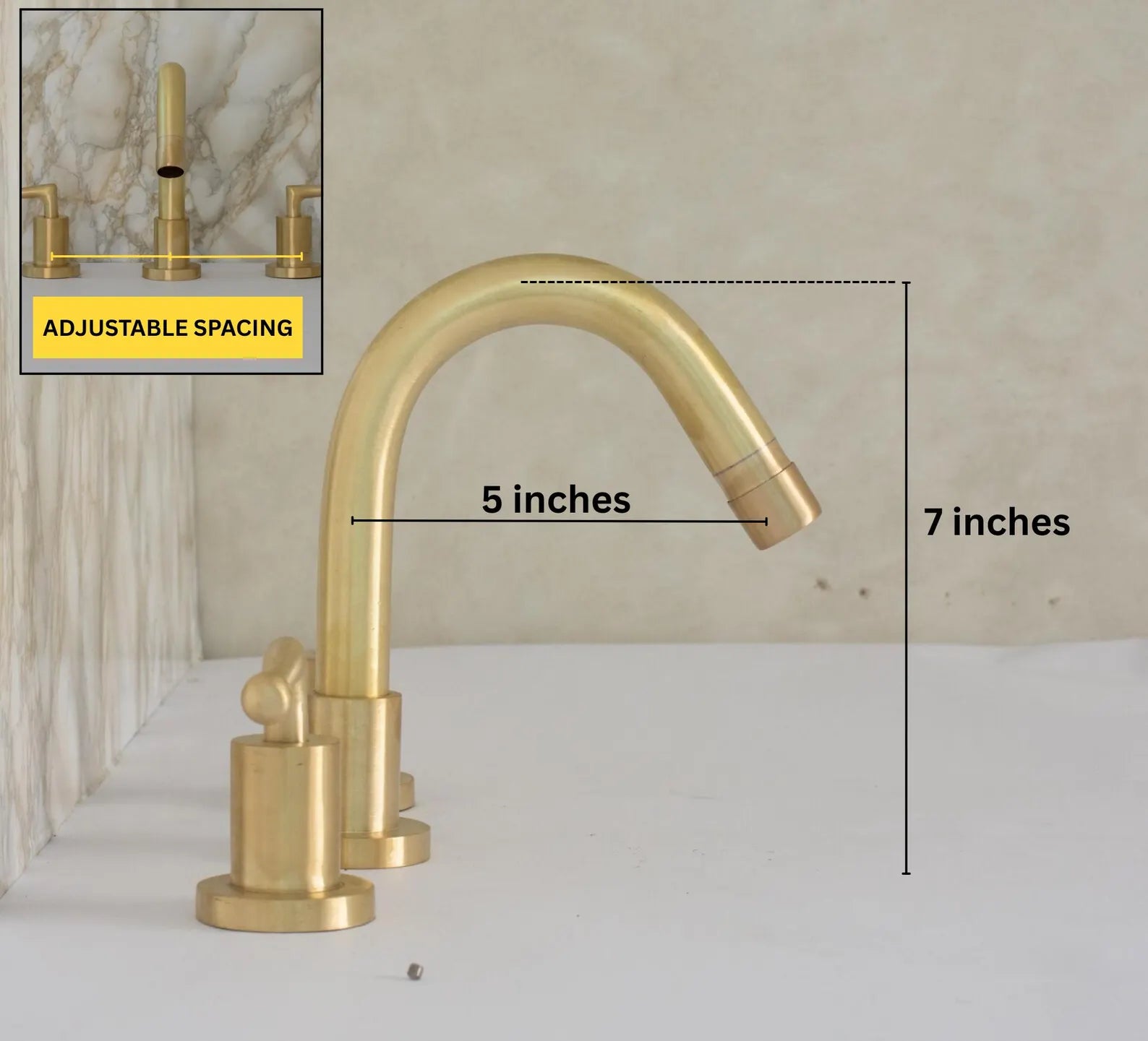 Widespread 3 Holes Solid Unlacquered Brass Faucet, Brushed Finish