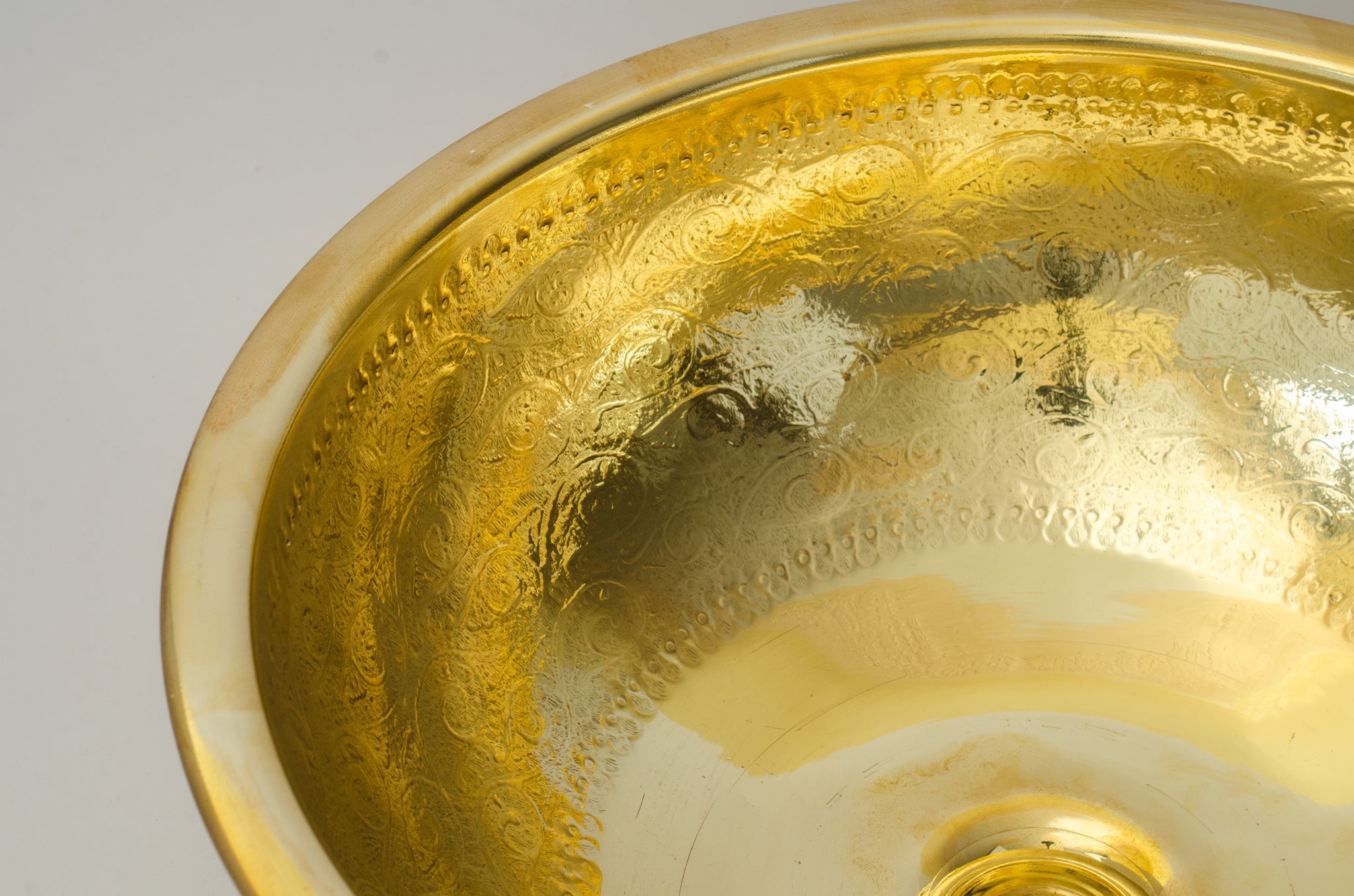 Antique Brass Bowl Vessel Sink Engraved Bathroom Vanity Basin, Gold Vintage Engraved Sink - Insideast