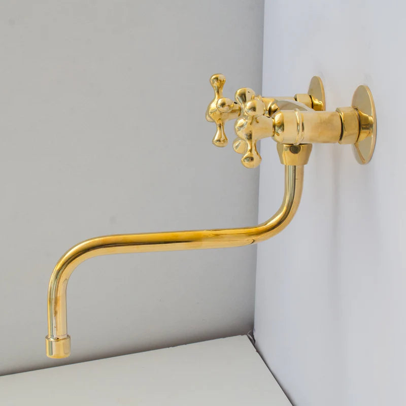 Antique Brass Kitchen Faucet – Wall Kitchen Faucet