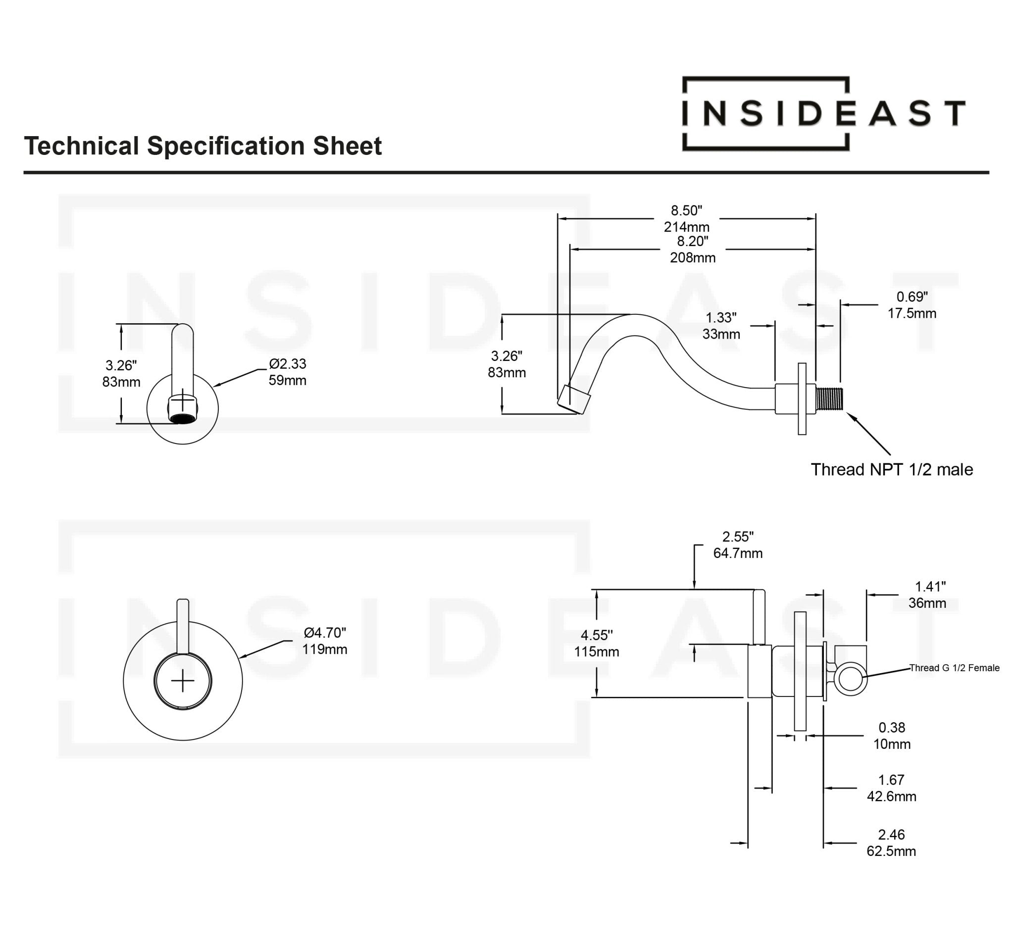 Antique Brass Tub Filler, Wall Mount Solid Brass Tub Faucet - Insideast
