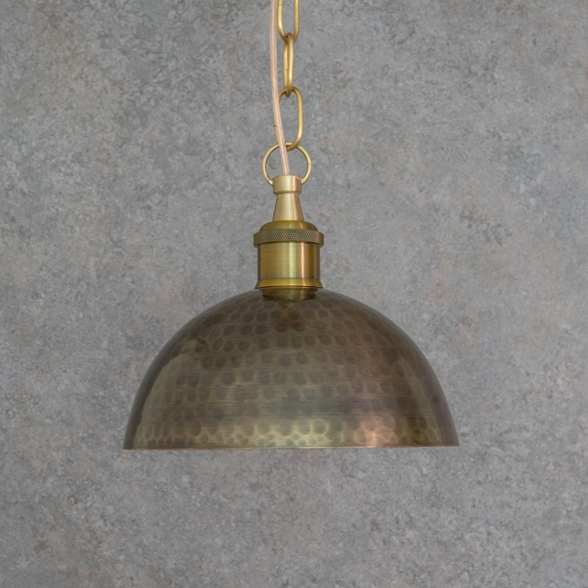 Antique Bronze Hammered Dome Pendant Light - Artisan Patina Finish - Insideast